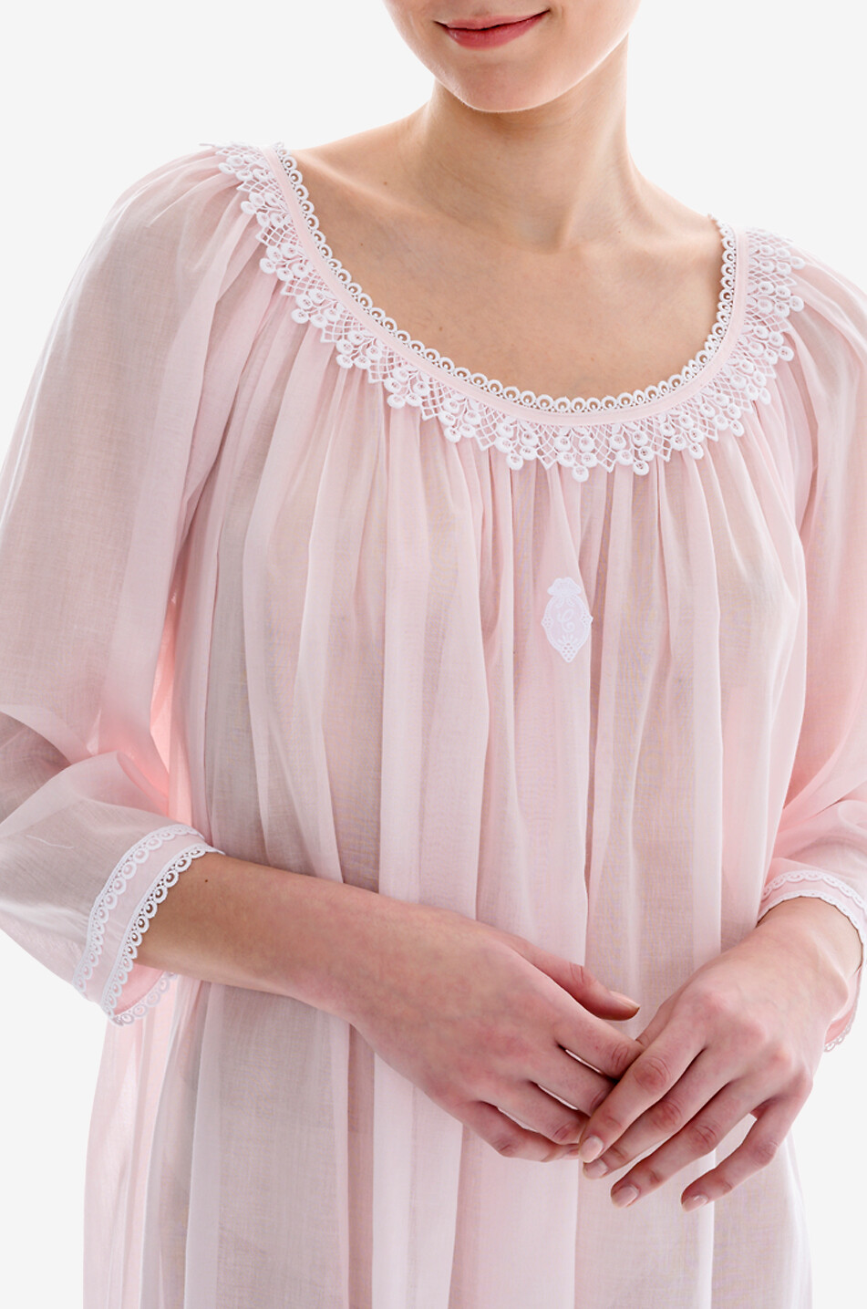 CELESTINE Chemise de nuit longue en coton Sissi Femme ROSE CLAIR 5
