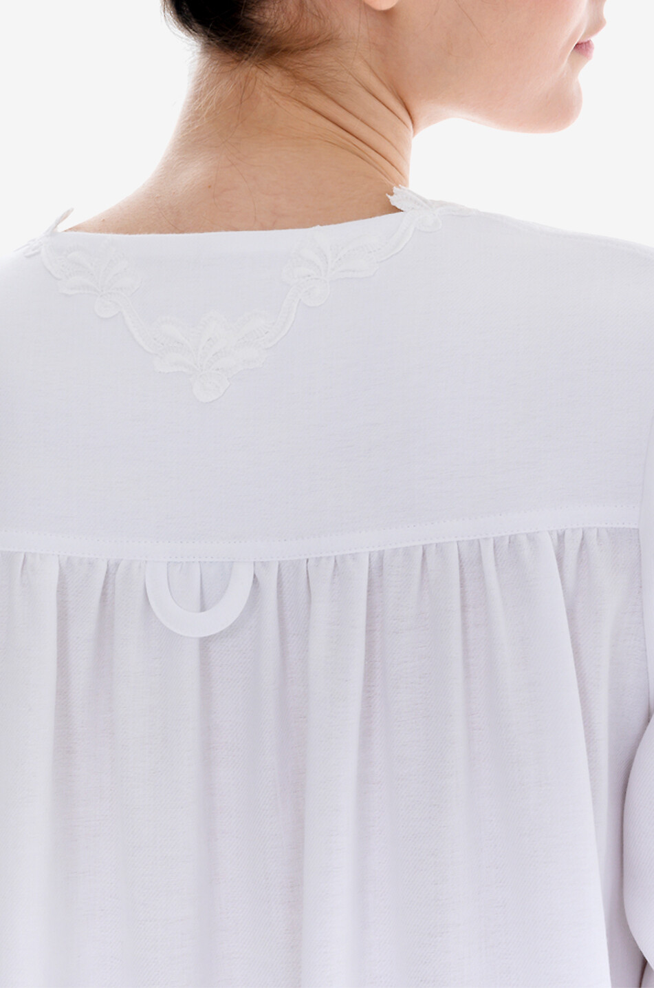 CELESTINE Langes Nachthemd aus Flanell Vienna Damen WEISS 6