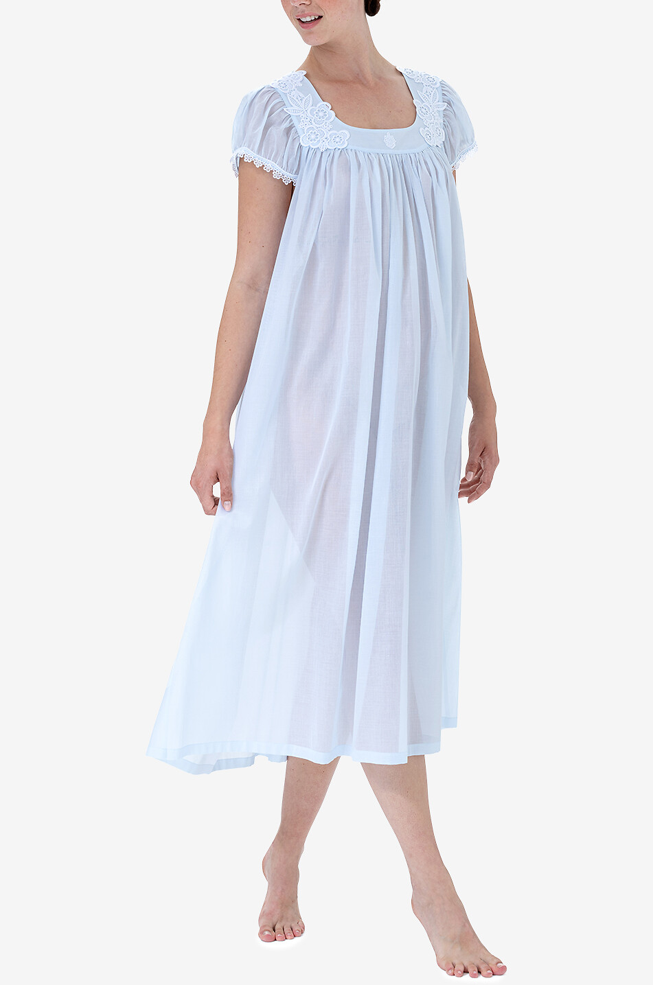 CELESTINE Chemise de nuit en coton Ronya 2 Femme BLEU CLAIR 3