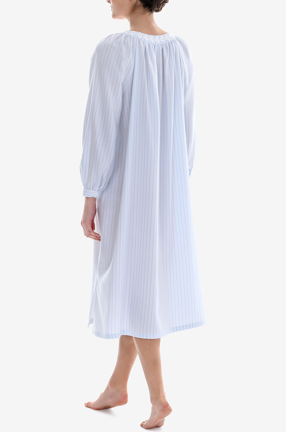 CELESTINE Chemise de nuit longue à col V en coton Josie Femme BLEU CLAIR 4