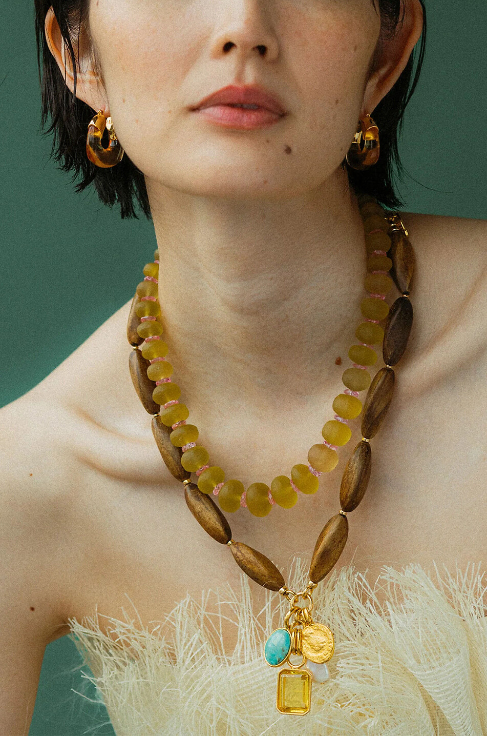 LIZZIE FORTUNATO Créoles en résine Mini Organic Femme BEIGE 2