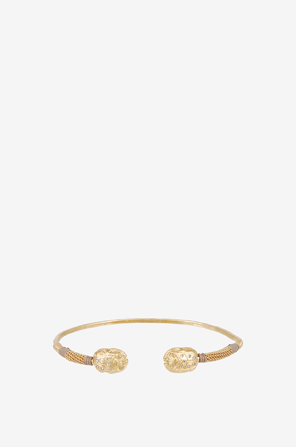 GAS BIJOUX Duality Scaramouche PM thread and rhinestone adorned gold-tone bangle Women BLACK 1
