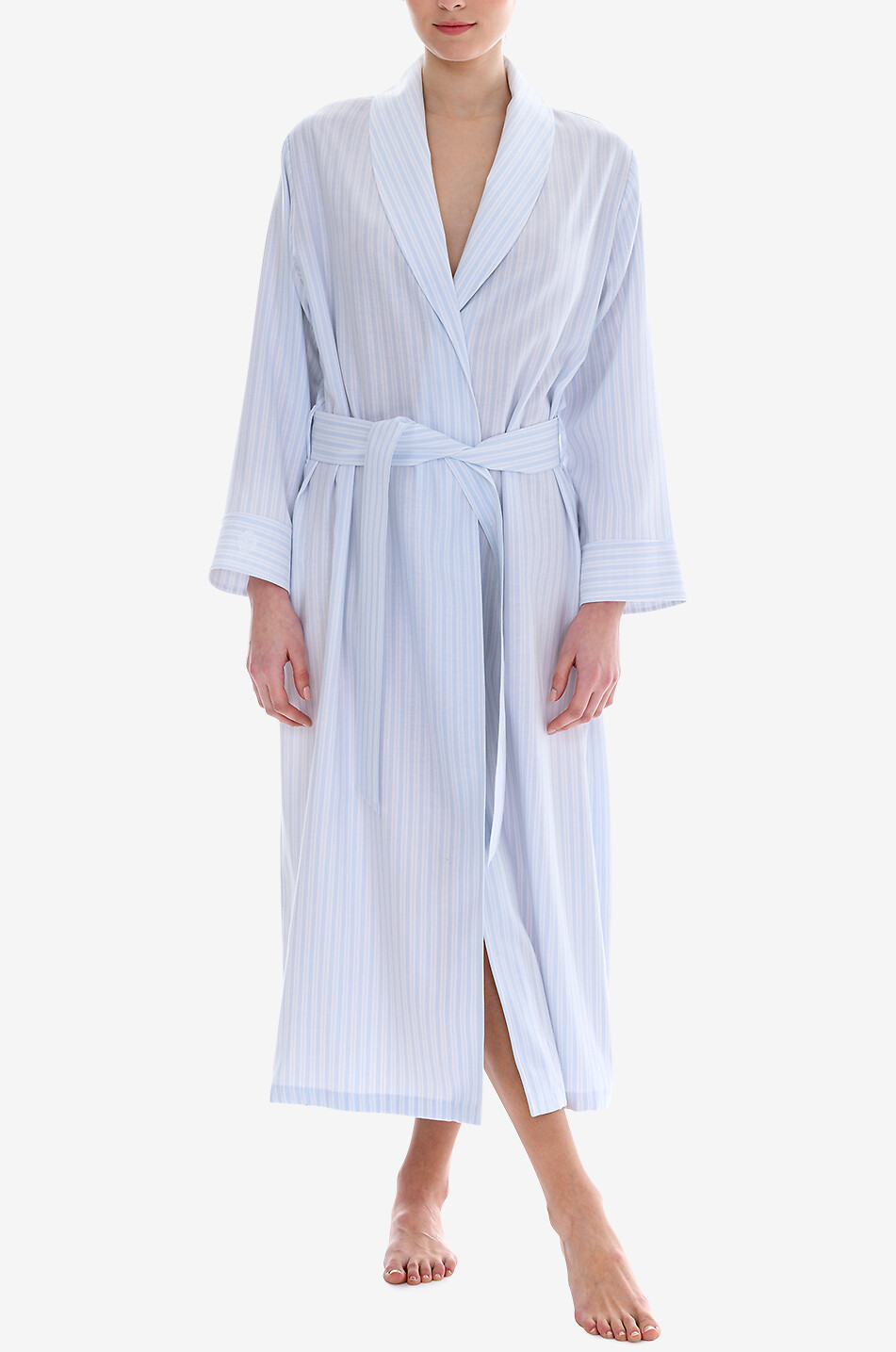 CELESTINE Peignoir long rayé en coton Josie Femme BLEU CLAIR 3