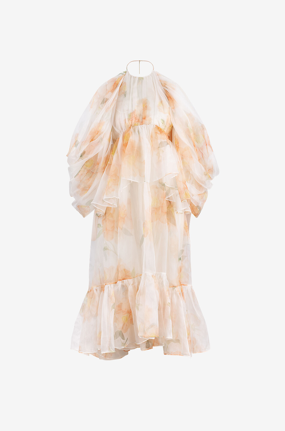 Robe en mousseline de soie fleurie Natura Gathered Midi