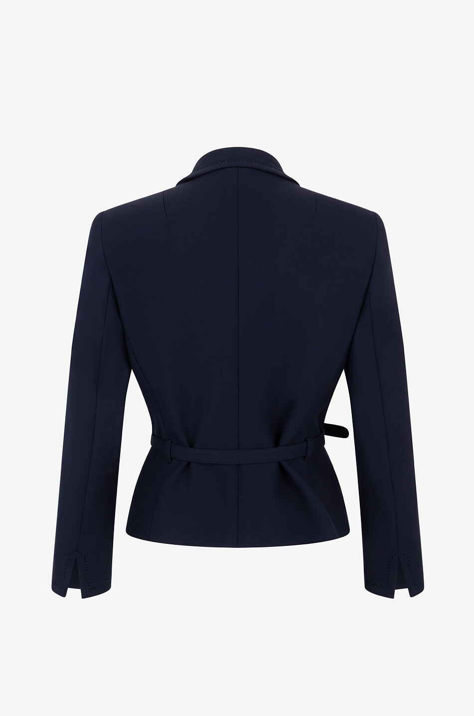 AKRIS PUNTO Blazer court avec ceinture en cady Femme BLEU FONCE 2