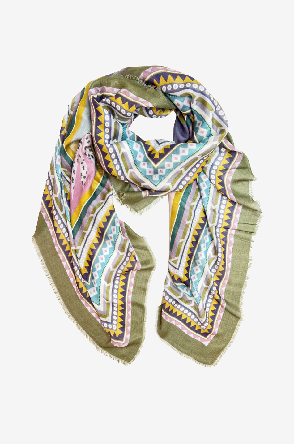 MALA ALISHA Foulard en modal et coton Olive Femme VERT 1