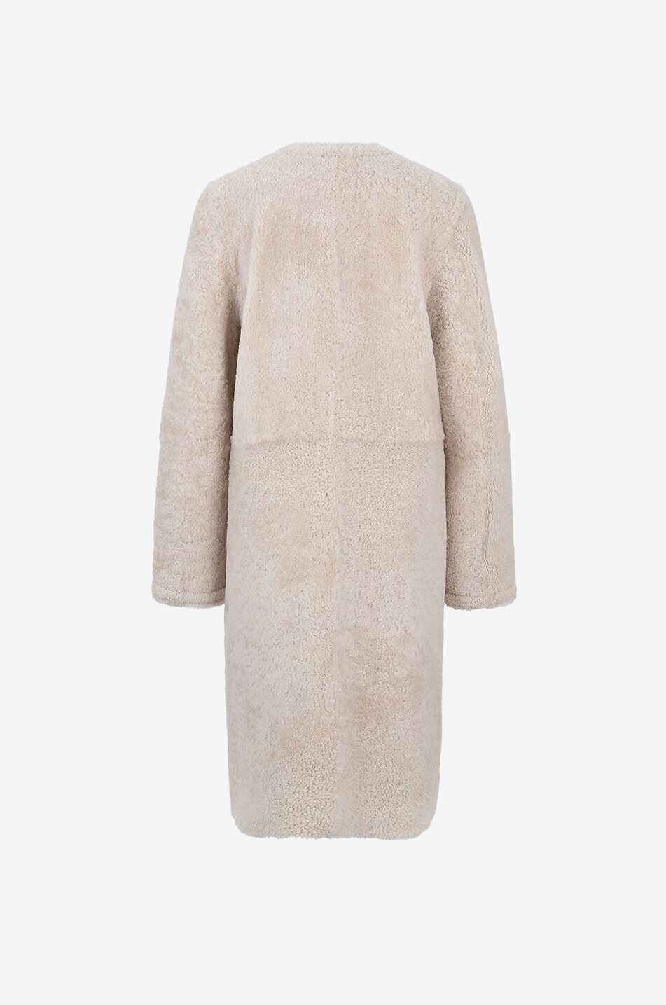 TOTEME Manteau zippé en peau lainée à col rond Teddy Femme BLANC CASSE 2