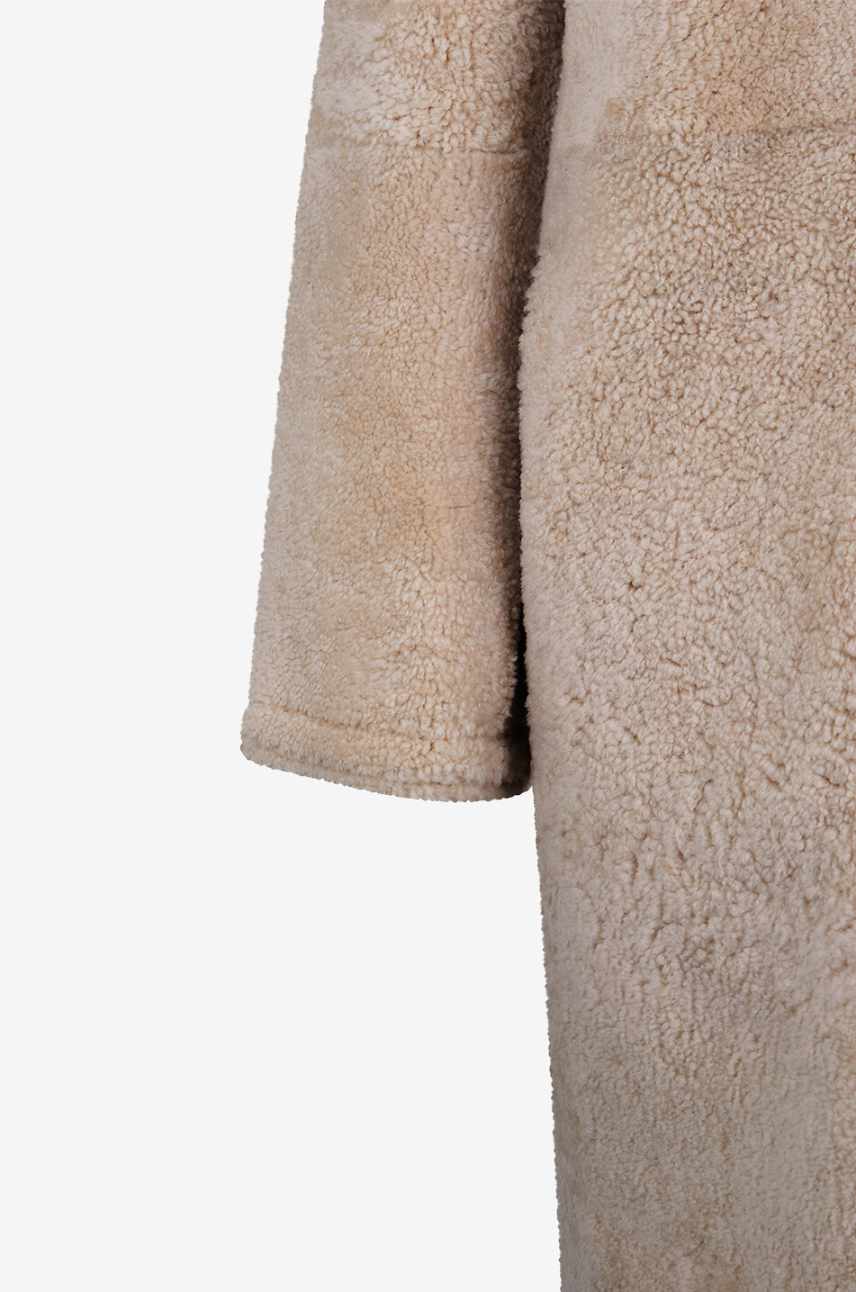 TOTEME Manteau zippé en peau lainée à col rond Teddy Femme BLANC CASSE 3