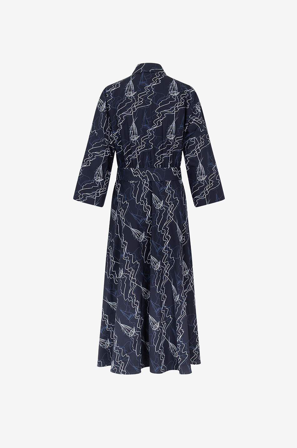 AKRIS PUNTO Sailboat printed midi shirt dress in poplin Women MULTI COLOURED 2