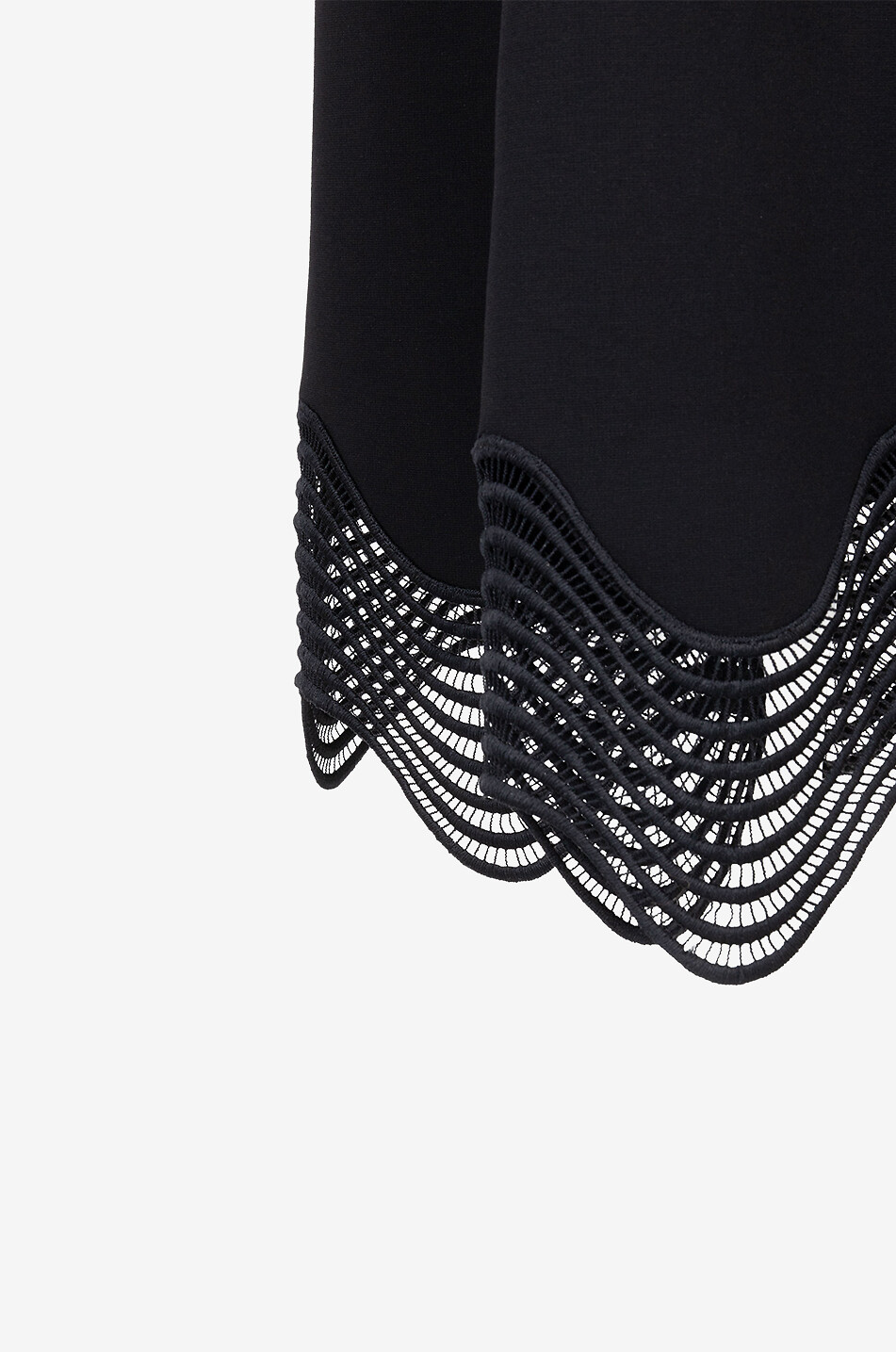 AKRIS PUNTO Ausgestellter Jersey-Midirock mit Spitzensaum Damen SCHWARZ 3