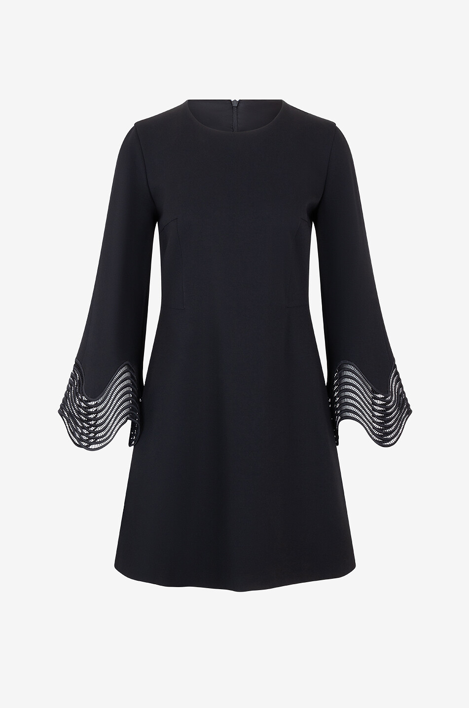 AKRIS PUNTO Kurzes ausgestelltes Jerseykleid mit Wellenspitze Damen SCHWARZ 1