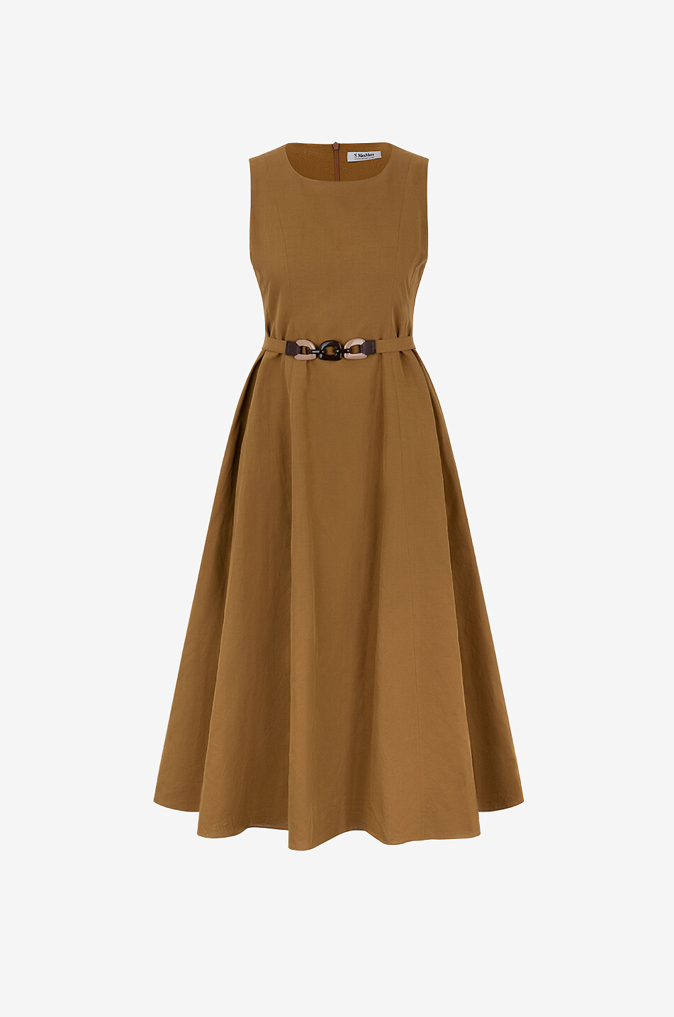 Robe midi évasée sans manches en lin mélangé Amelie