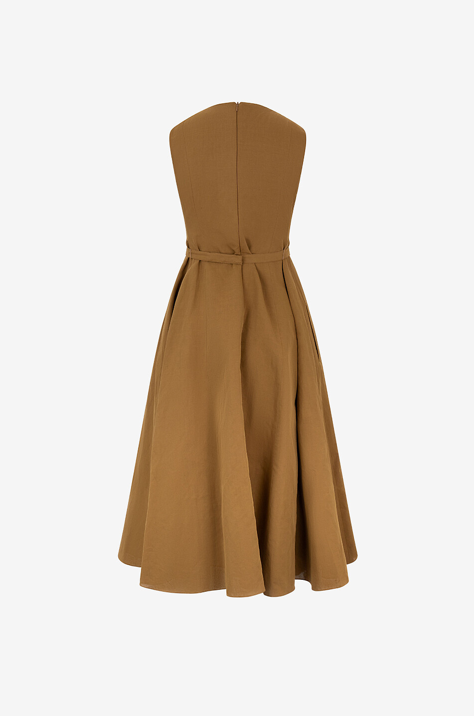Robe midi évasée sans manches en lin mélangé Amelie