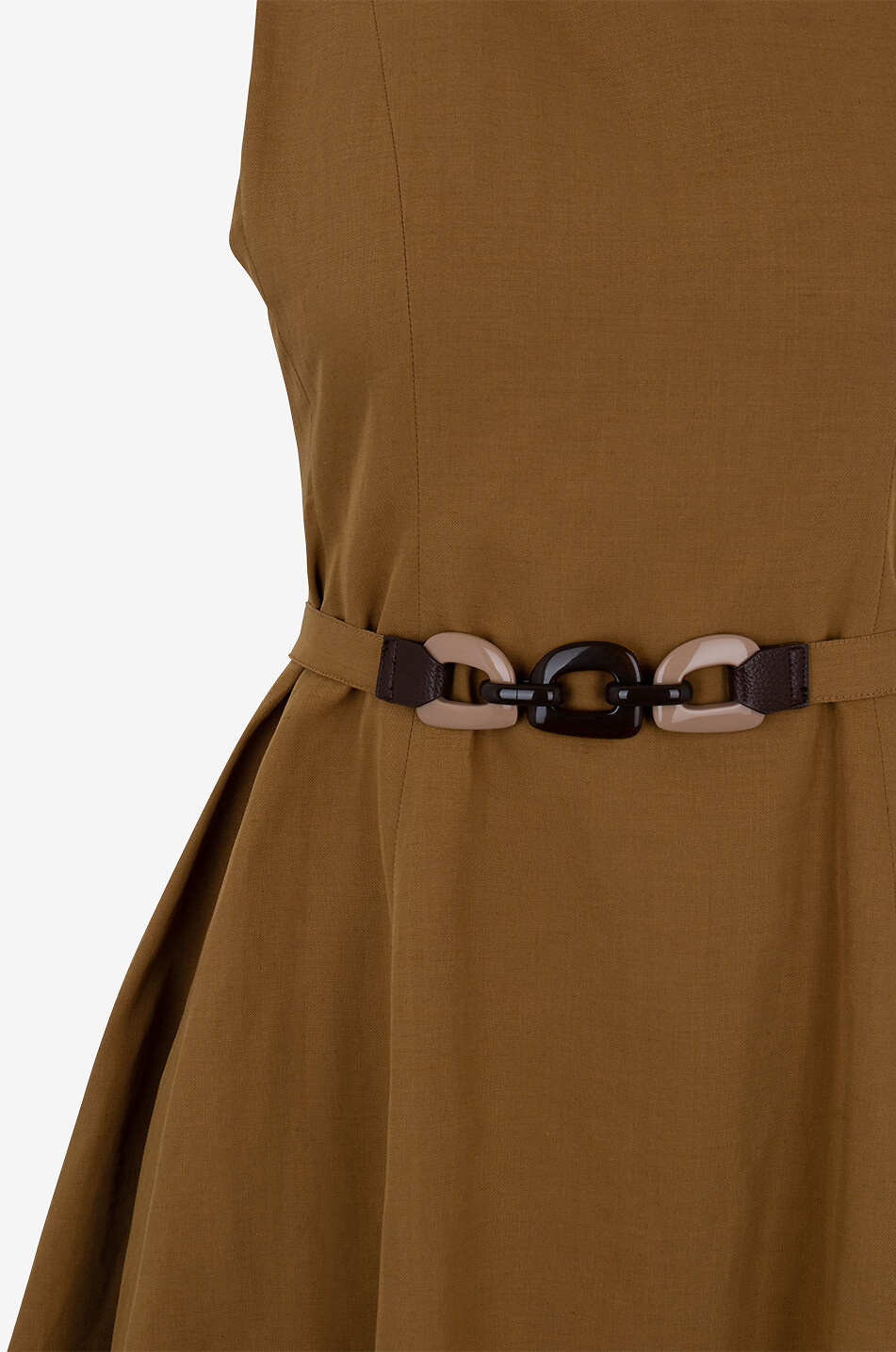 Robe midi évasée sans manches en lin mélangé Amelie