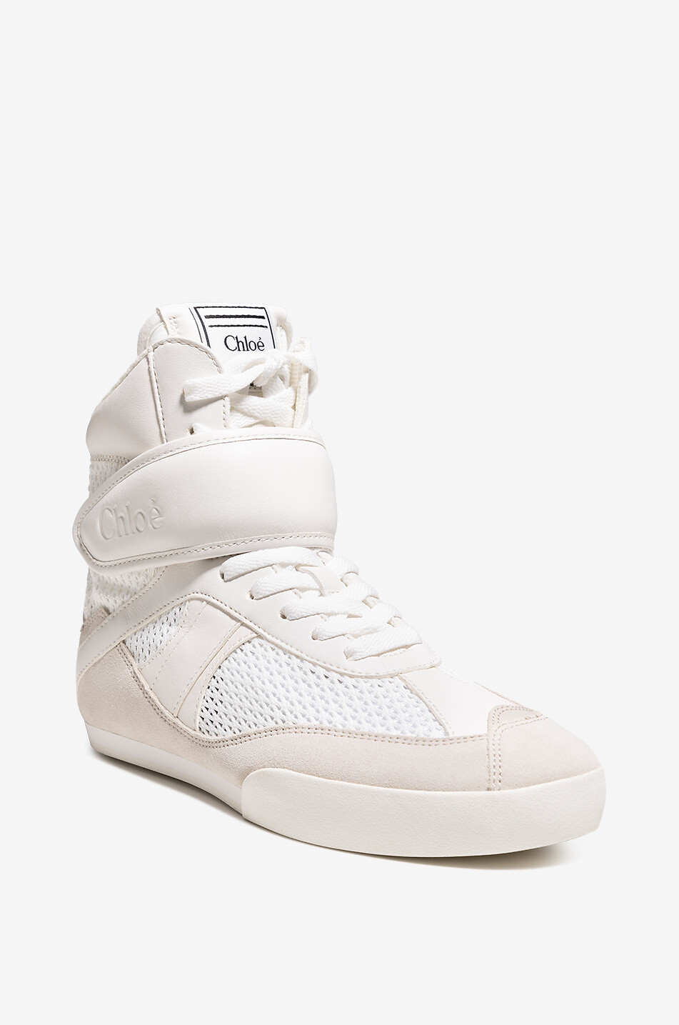 CHLOE Chloé Kick high-top lace-up multi material sneakers Women EGGSHELL 1