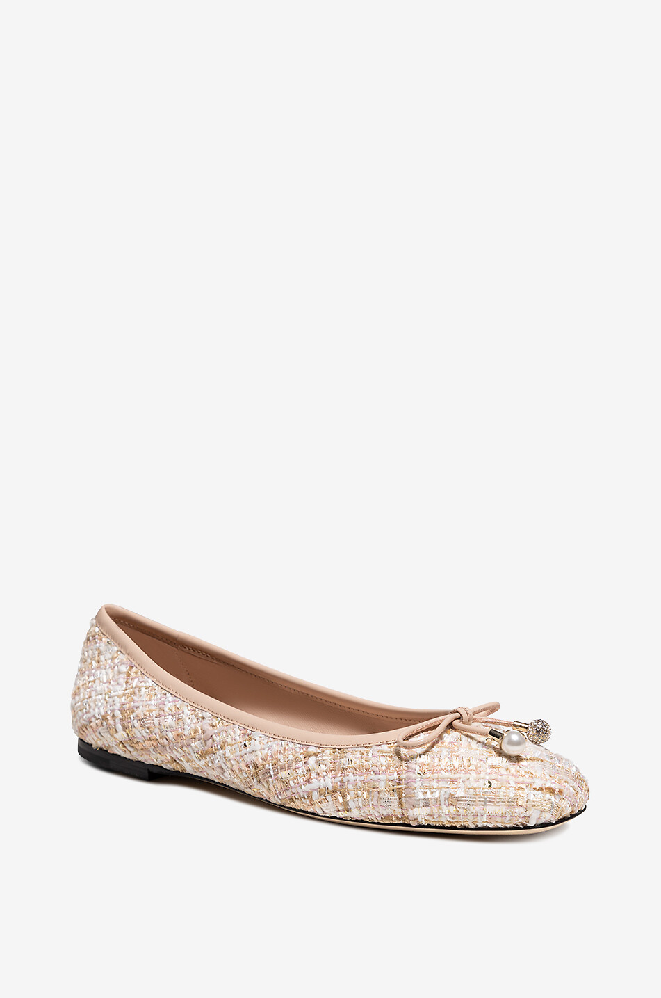 JIMMY CHOO Ballerines à bout carré en tweed Elme Flat 05 Femme ROSE CLAIR 1