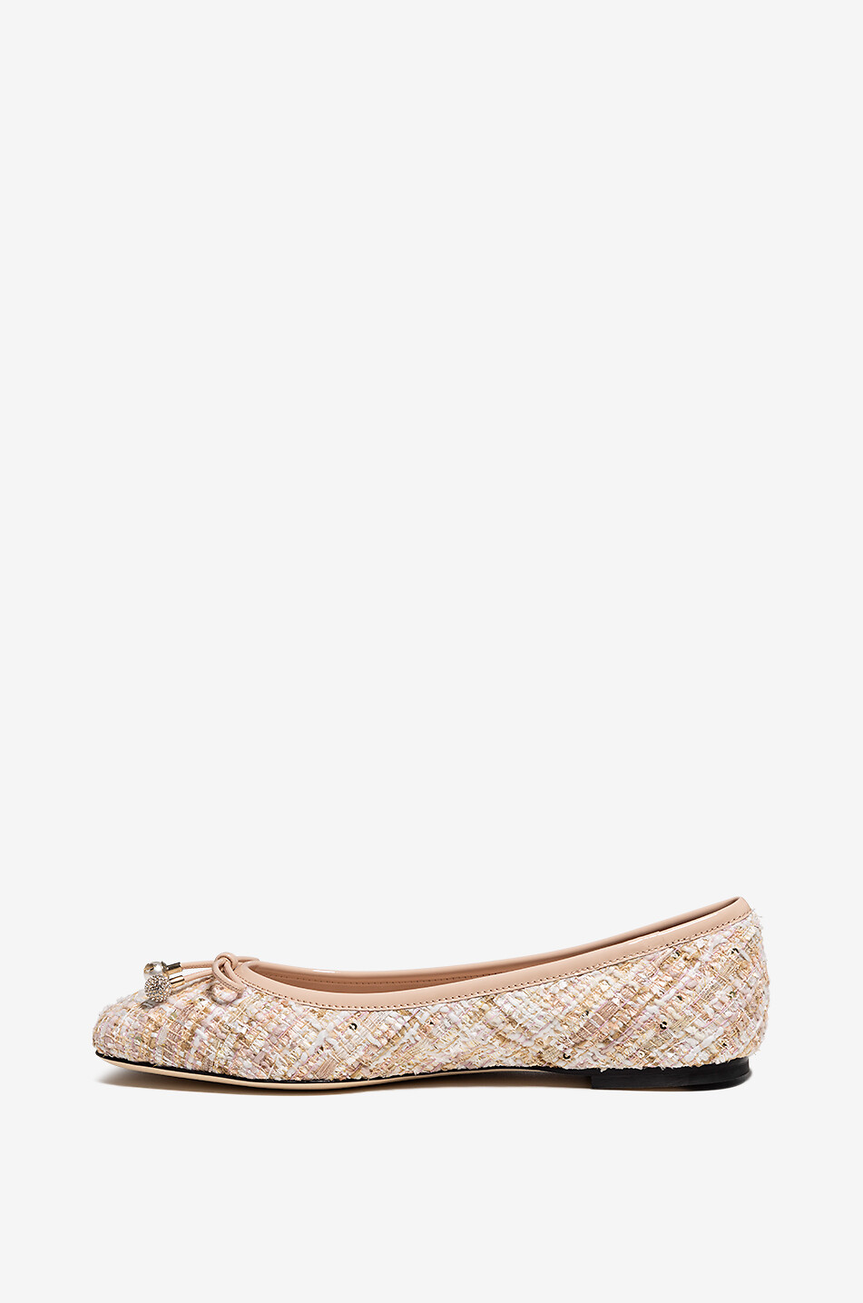 JIMMY CHOO Ballerines à bout carré en tweed Elme Flat 05 Femme ROSE CLAIR 3