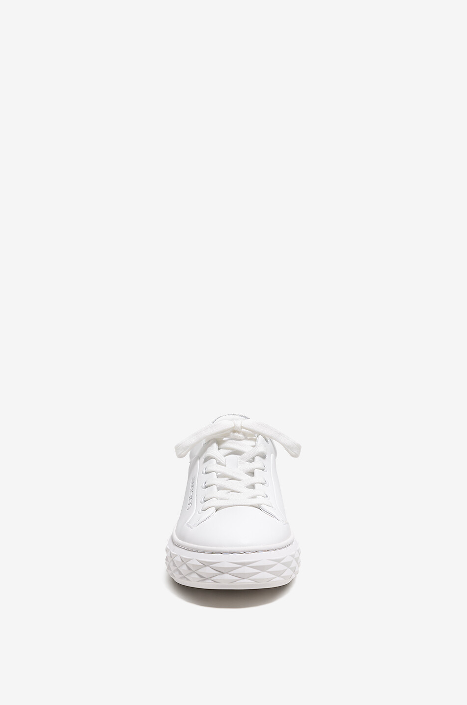 JIMMY CHOO Baskets basses à lacets en cuir à paillettes Diamond Maxi/F II Femme BLANC 2