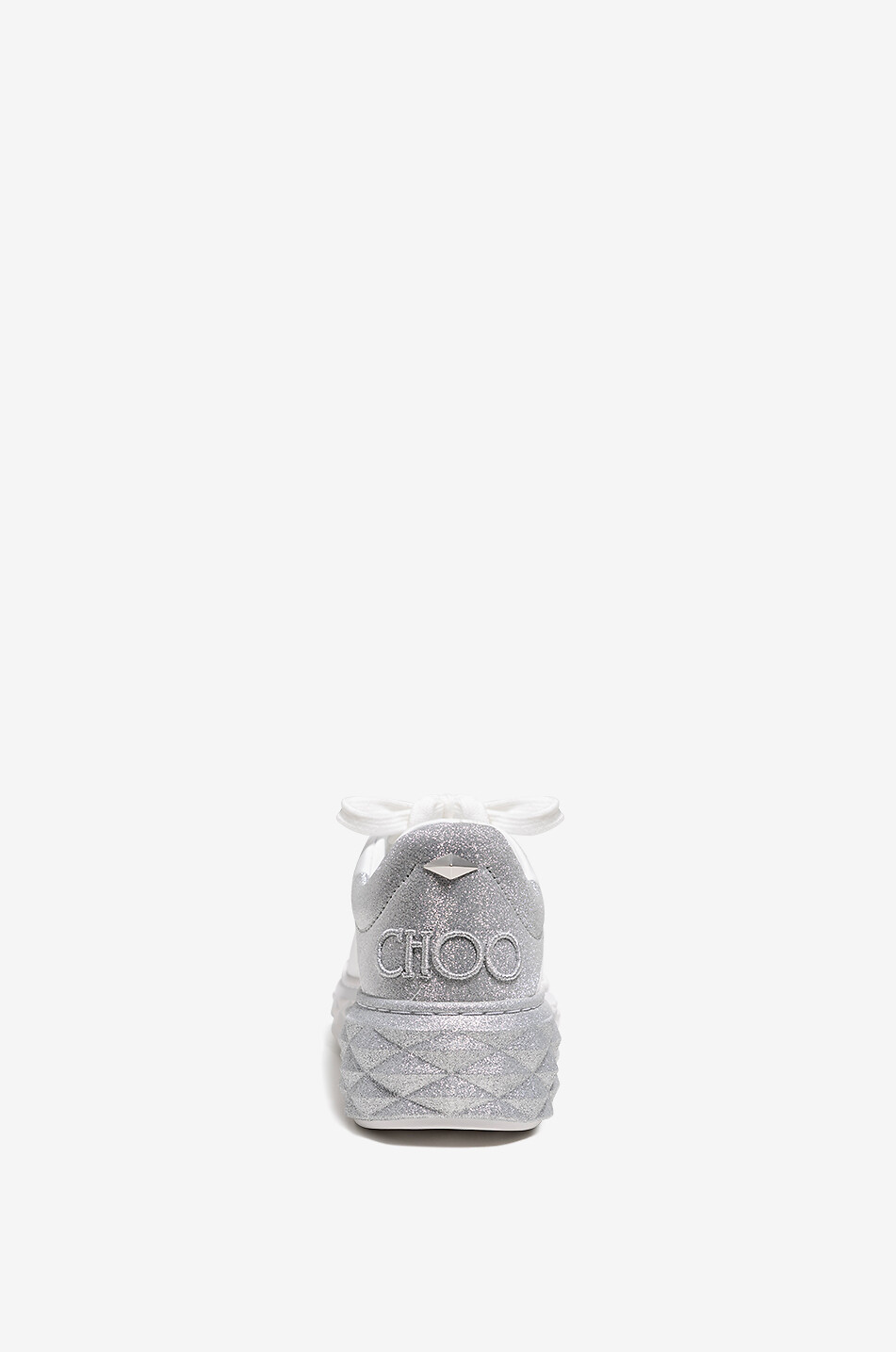 JIMMY CHOO Baskets basses à lacets en cuir à paillettes Diamond Maxi/F II Femme BLANC 4
