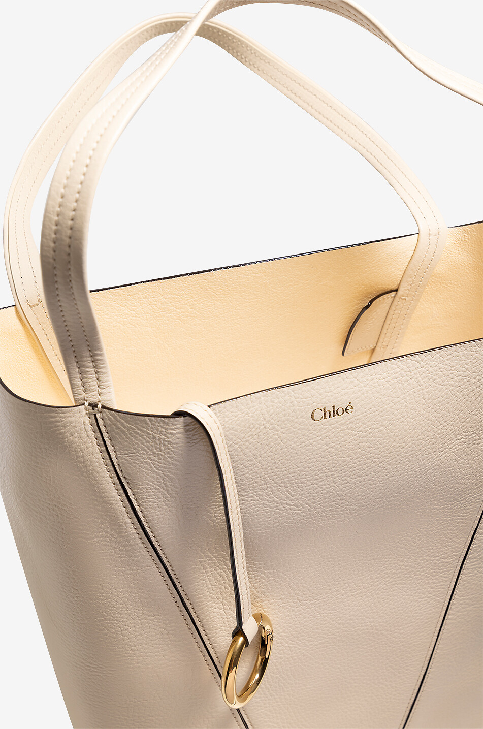 CHLOE Sac cabas en cuir grainé Chloé Spin Femme Beige clair 5
