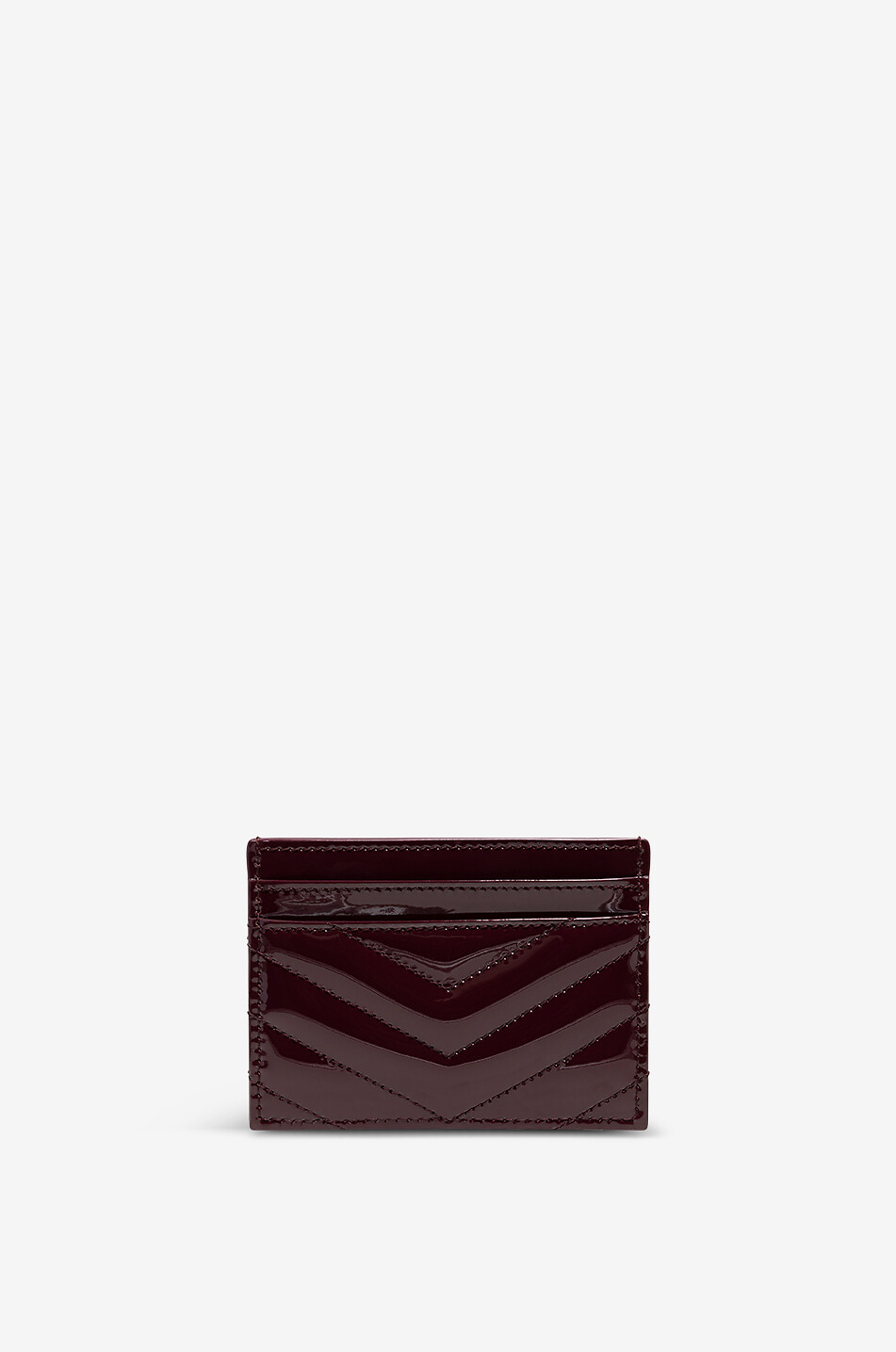 SAINT LAURENT PARIS Kompaktes gestepptes Lackleder-Kartenetui Cassandre Damen DUNKELROT 2
