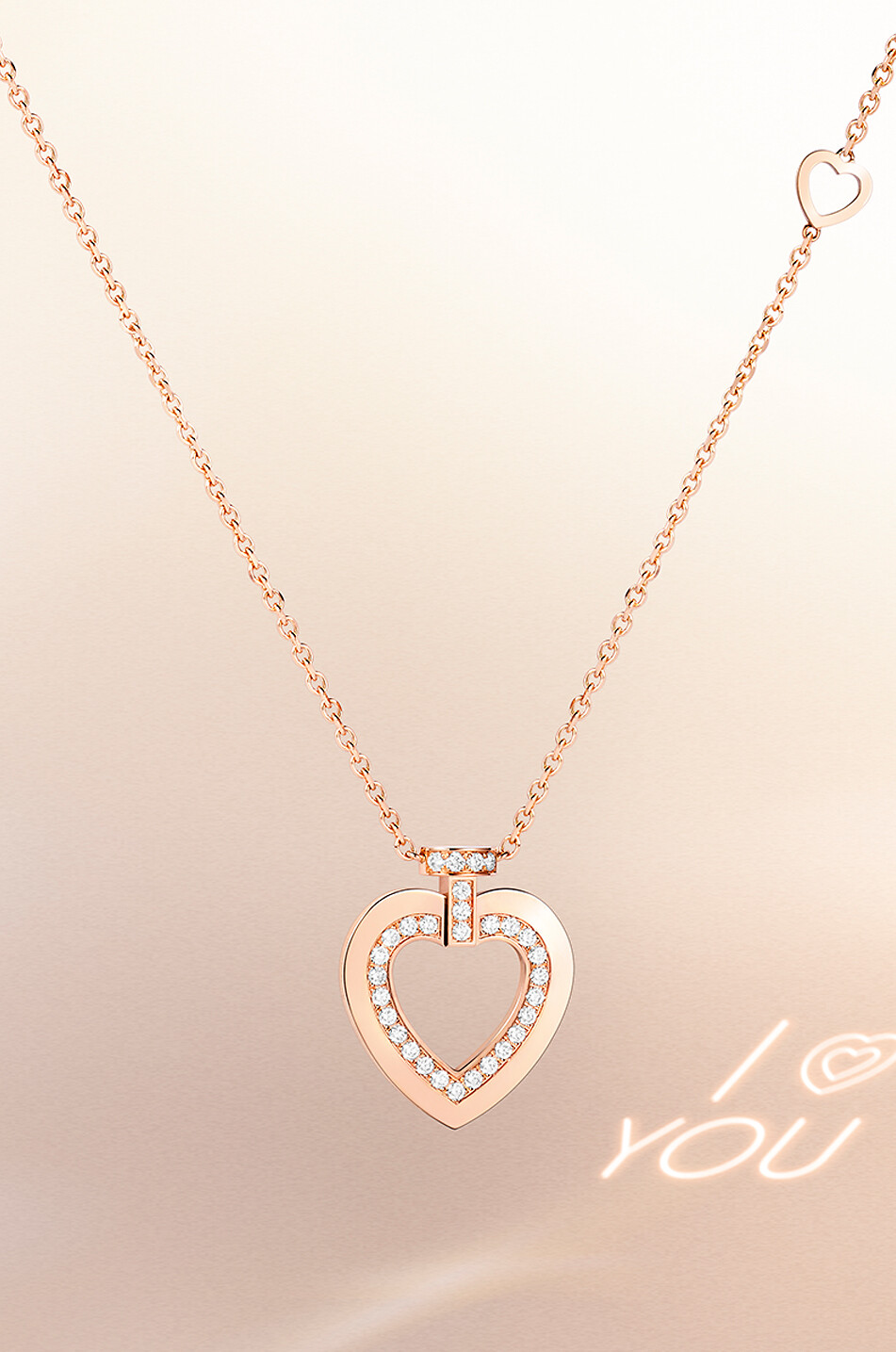 FRED PARIS Love Pretty Woman Sunlight Message MM pink gold and diamond necklace Women PINK 2