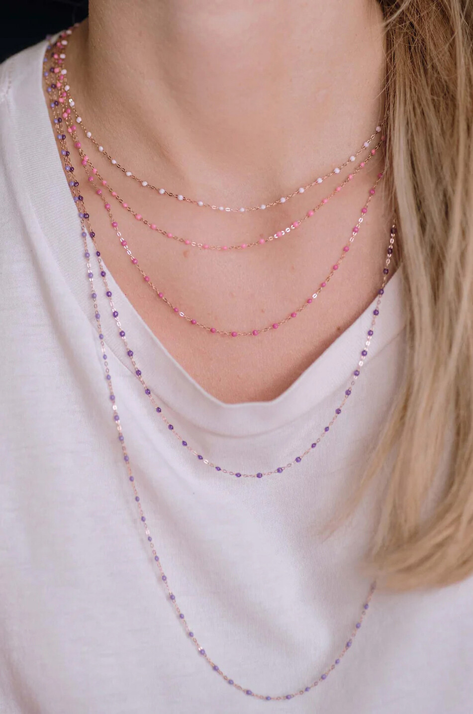 GIGI CLOZEAU Classique Gigi Violet pink gold and coloured beads necklace - 42 cm Women PURPLE 2