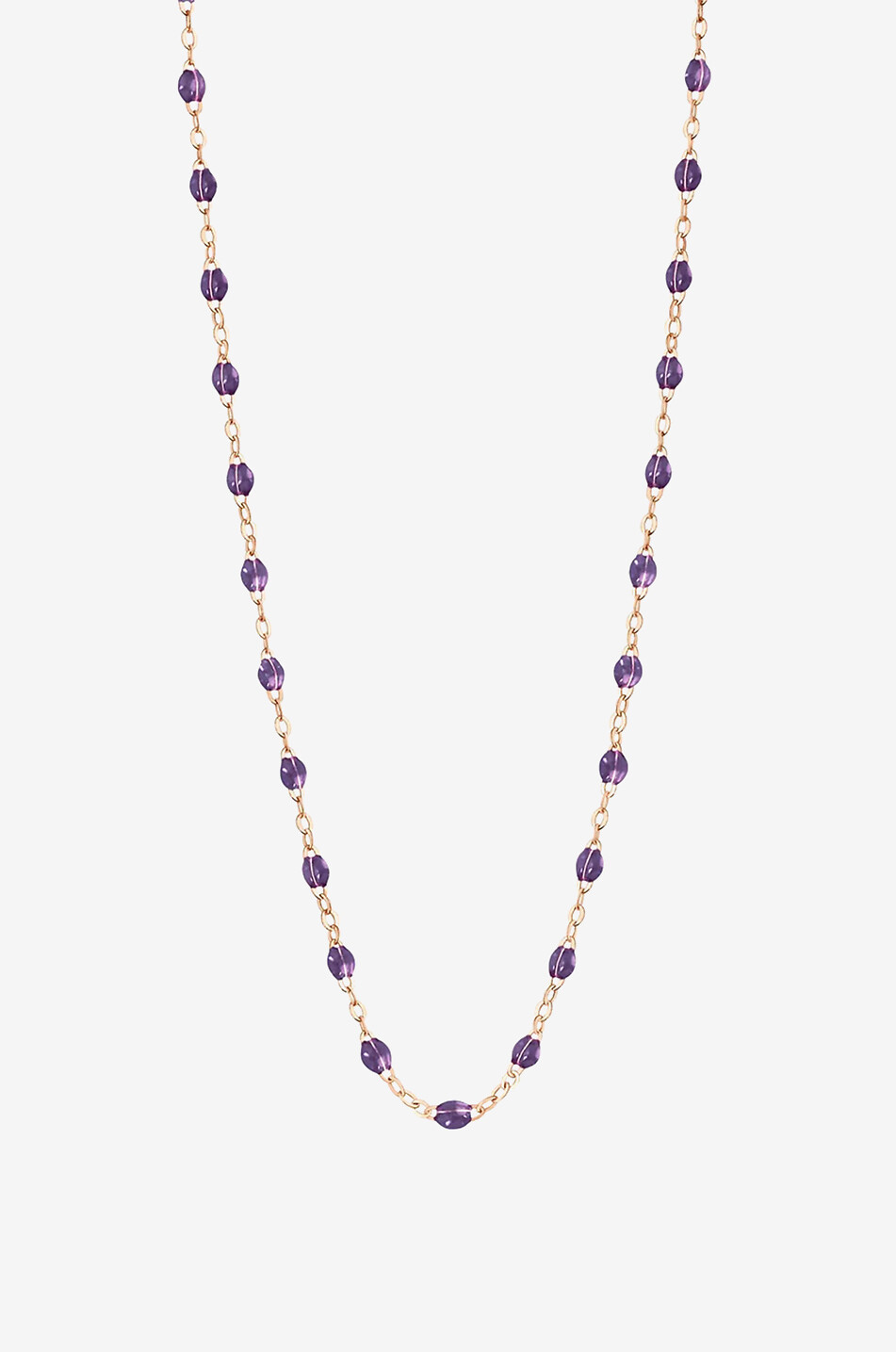 Collier en or rose et perles colorées Classique Gigi Violet - 42 cm