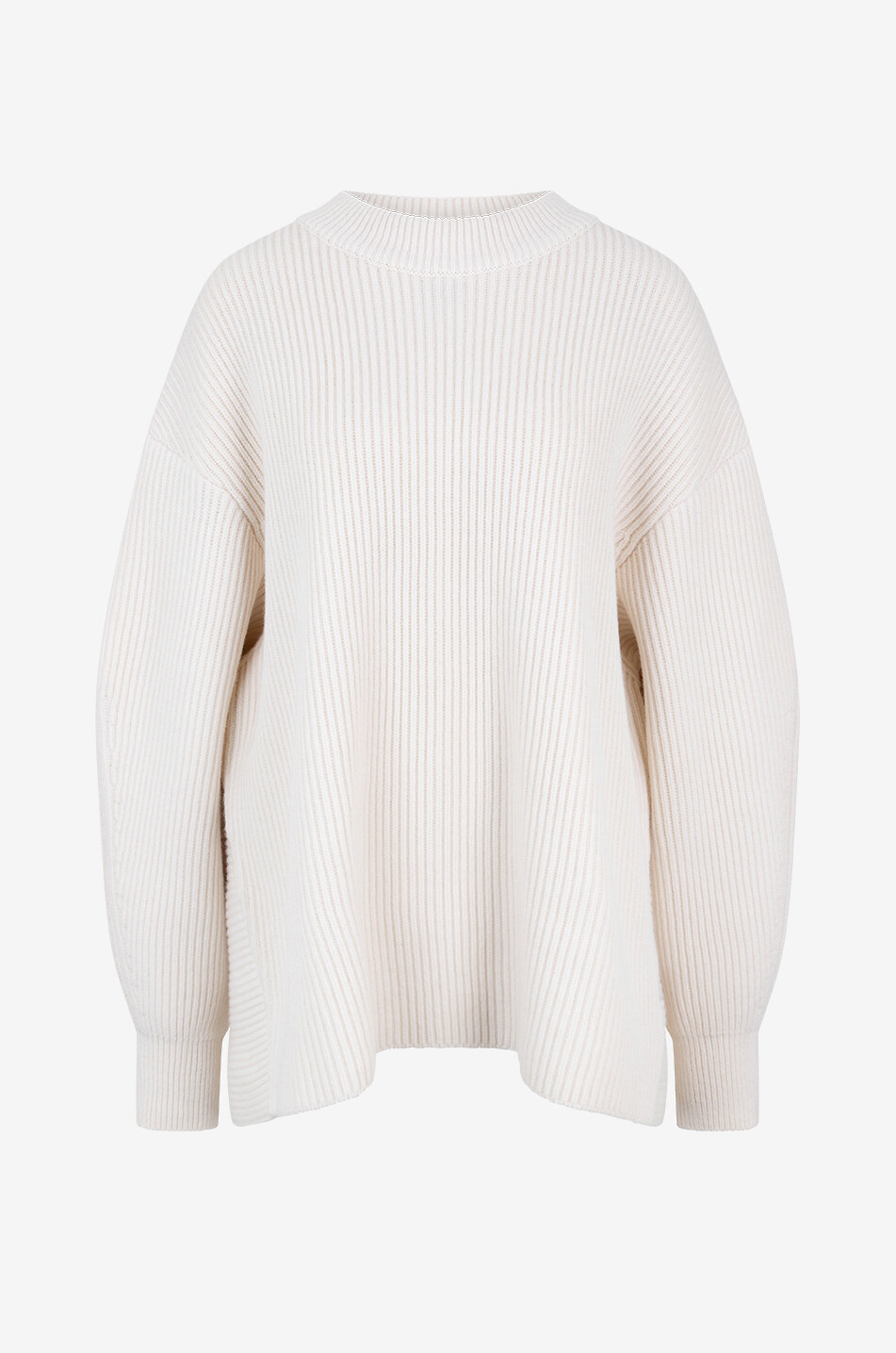 Pull oversize côtelé à basque en laine et cachemire