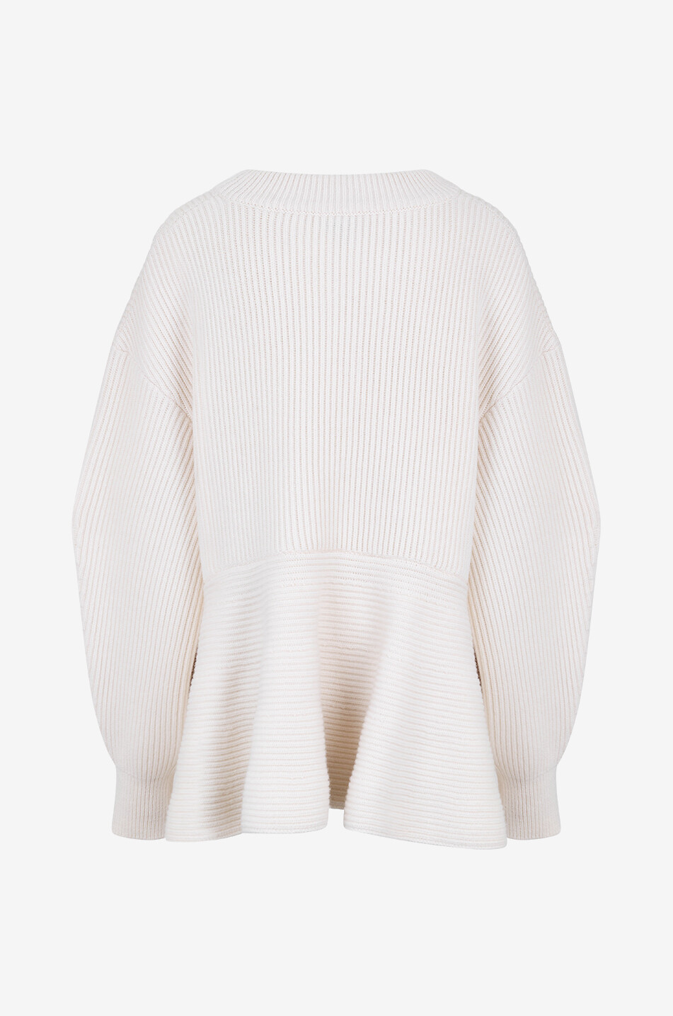 Pull oversize côtelé à basque en laine et cachemire