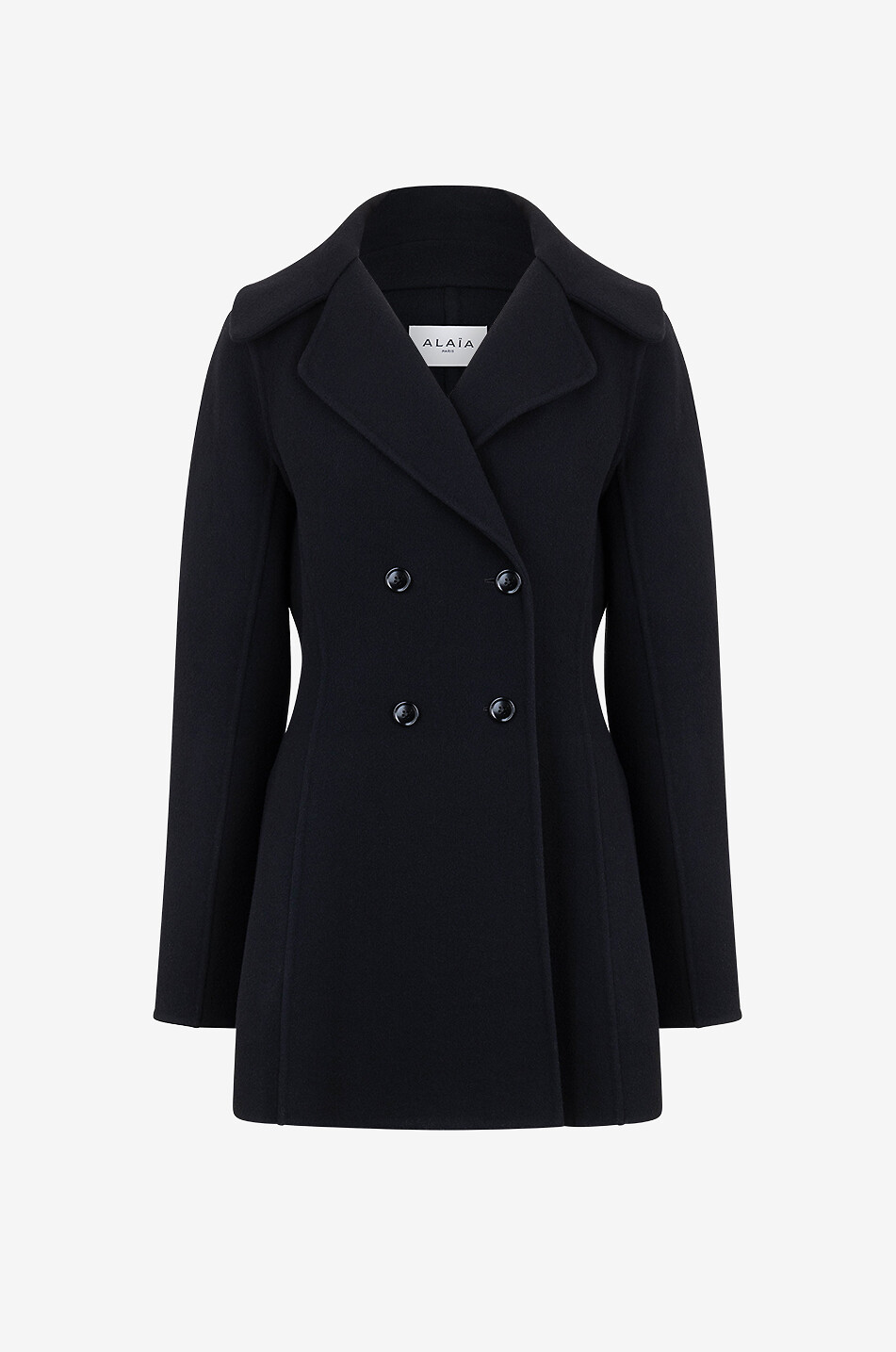 Taillierte zweireihige Wolljacke