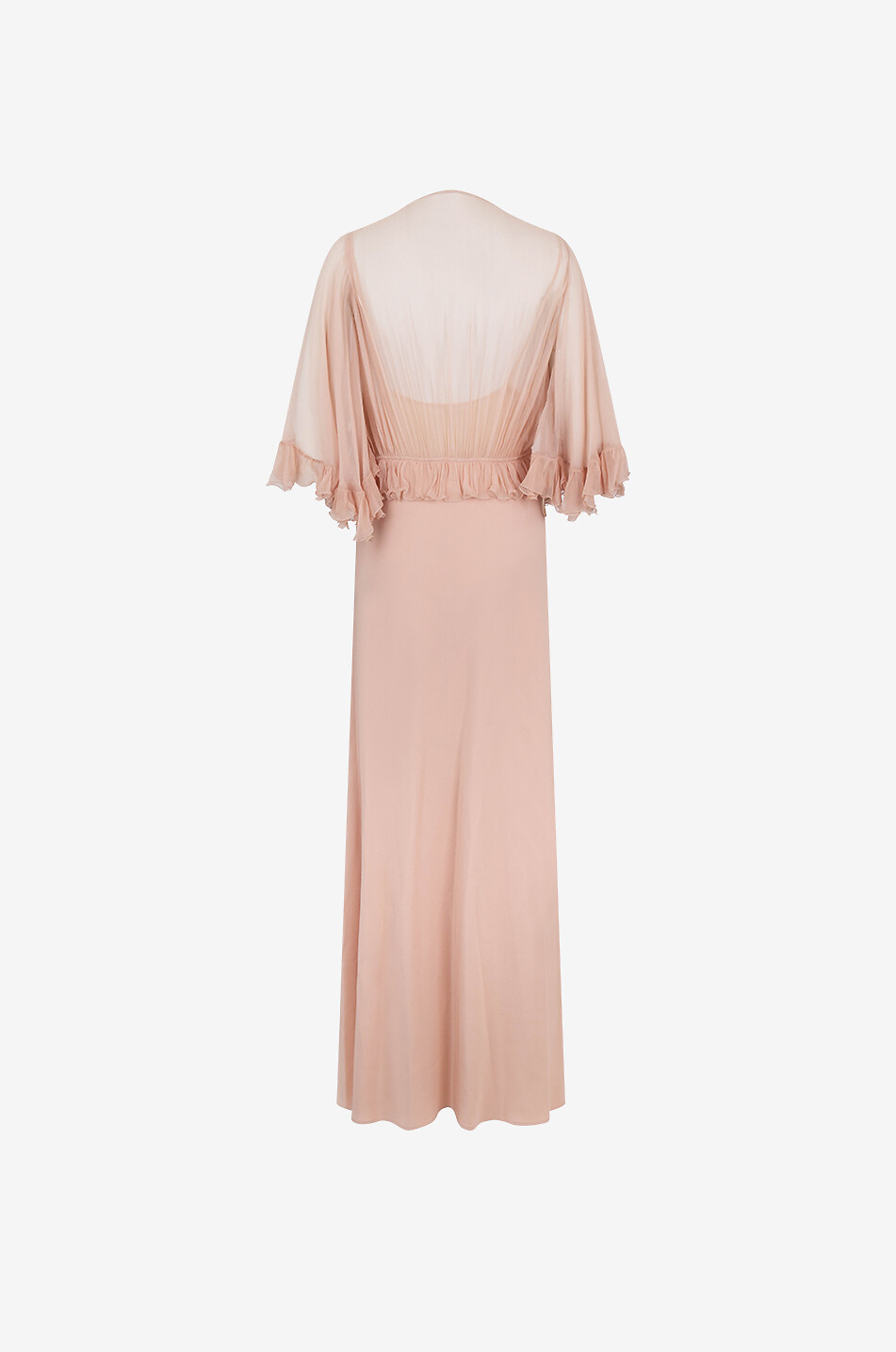 CHLOE Long ruffled chiffon and silk dress Women LIGHT PINK 2
