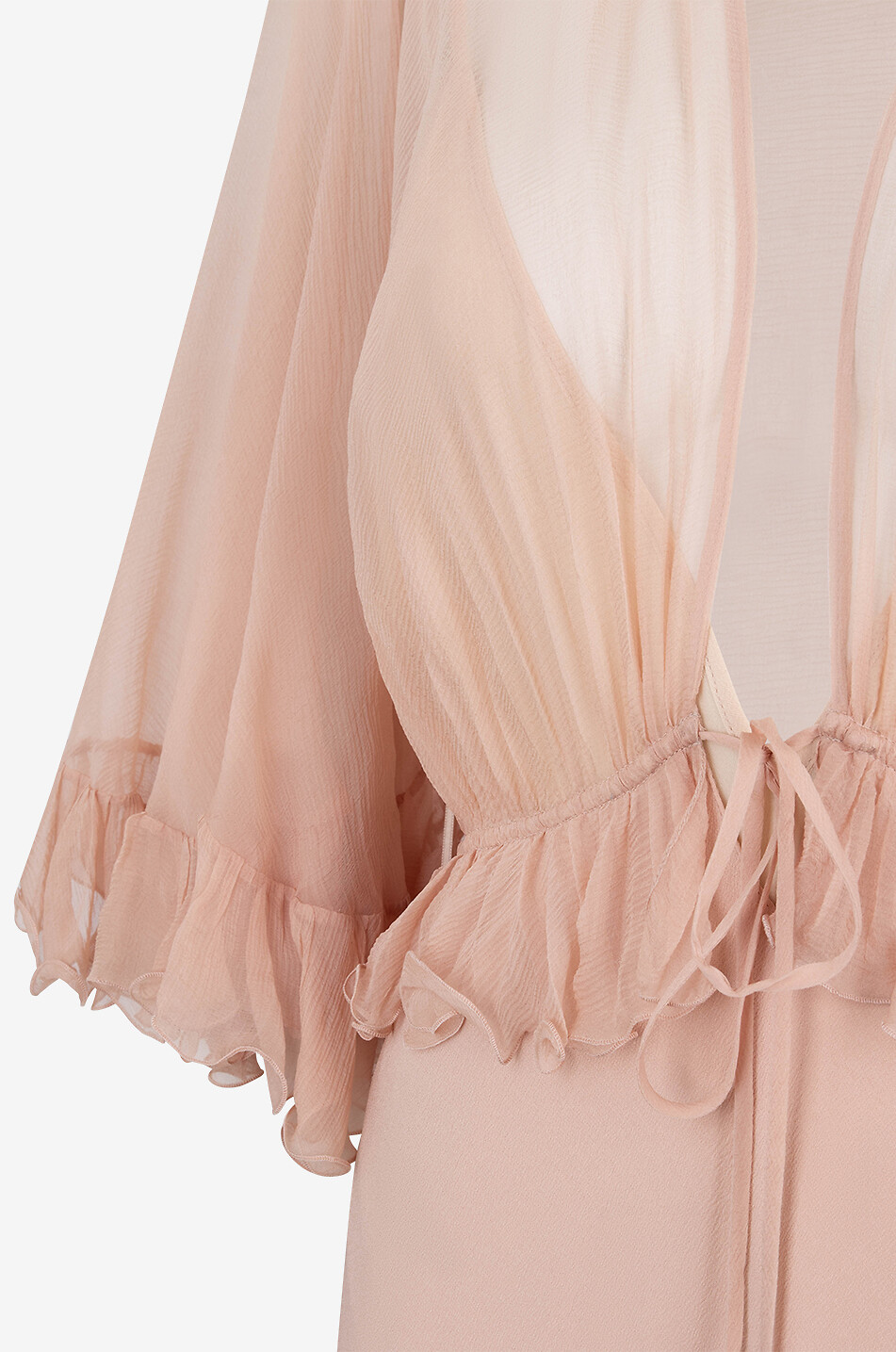CHLOE Long ruffled chiffon and silk dress Women LIGHT PINK 8
