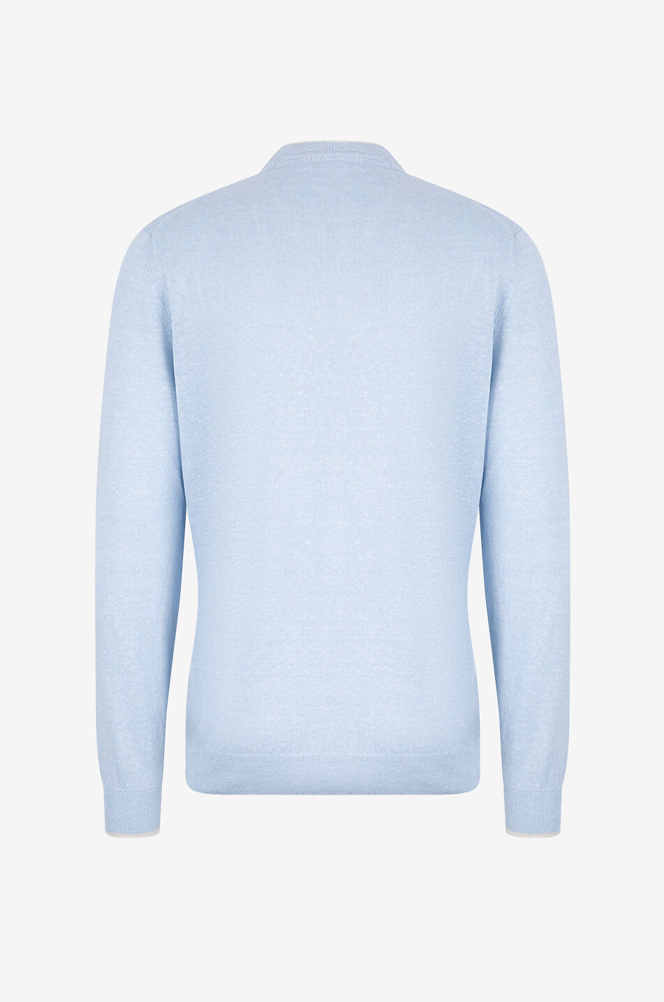 FEDELI David linen and cotton round neck jumper Men LIGHT BLUE 2