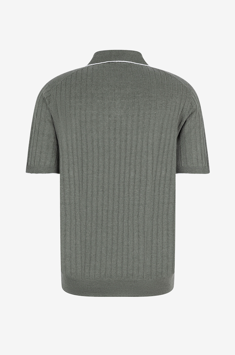 FEDELI Rock linen and cotton rib knit polo shirt Men MEDIUM GREEN 2