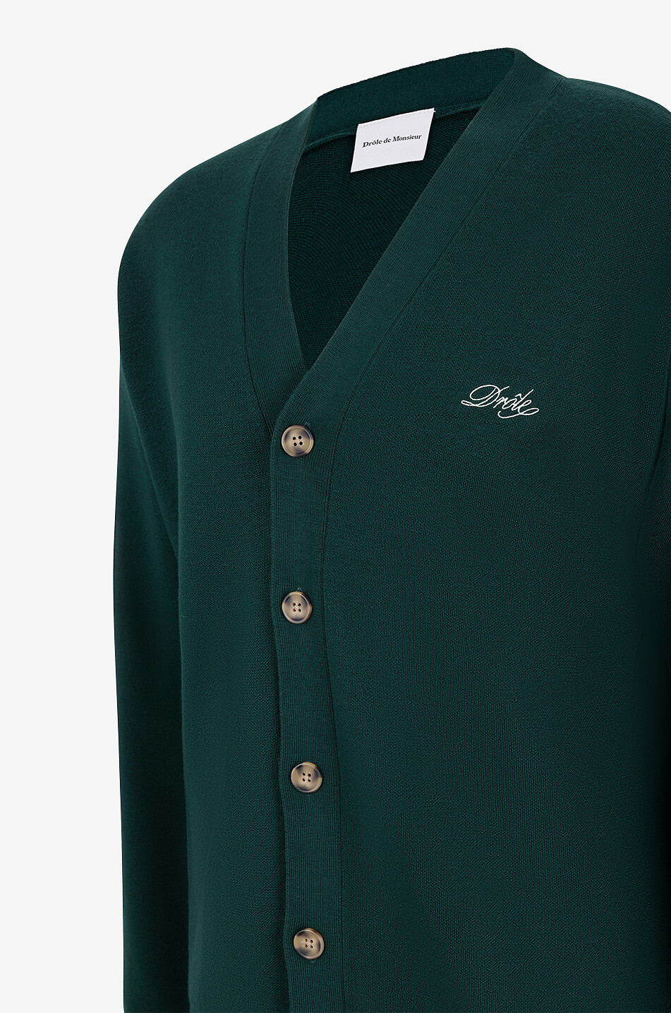 DROLE DE MONSIEUR Drôle V-neck merino wool cardigan Men DARK GREEN 5