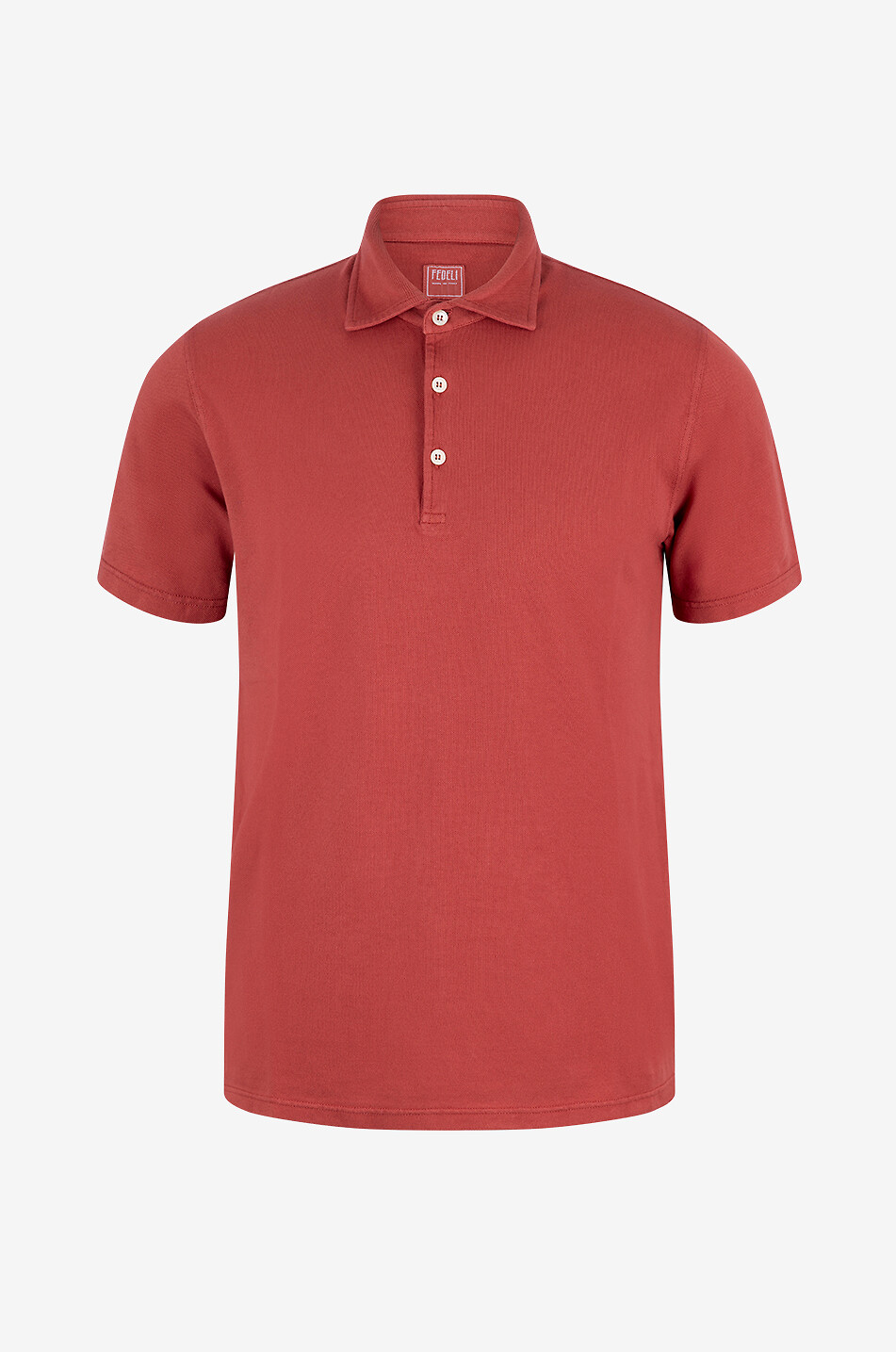 FEDELI Polo à manches courtes en coton piqué Tommy Homme ROUGE MOYEN 1