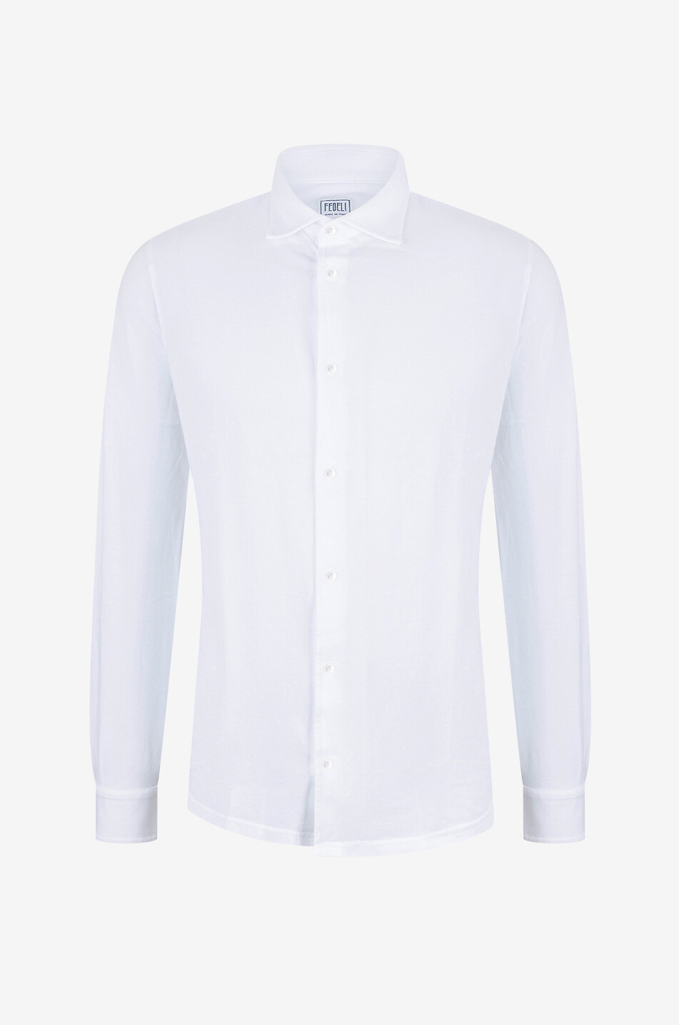 FEDELI Steve cotton piqué long sleeved shirt Men WHITE 1