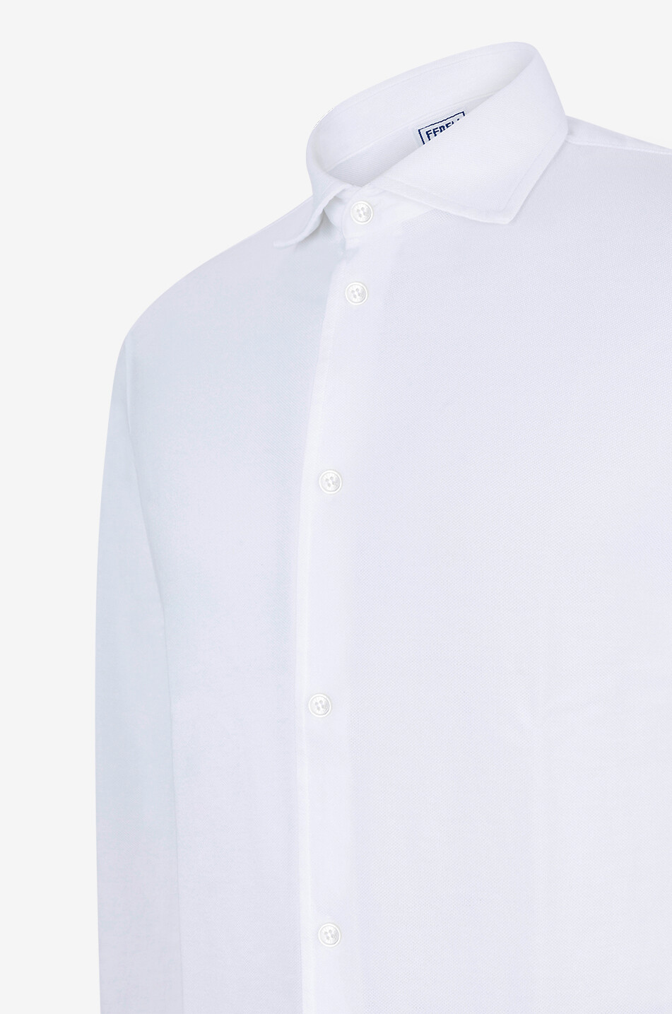 FEDELI Steve cotton piqué long sleeved shirt Men WHITE 3