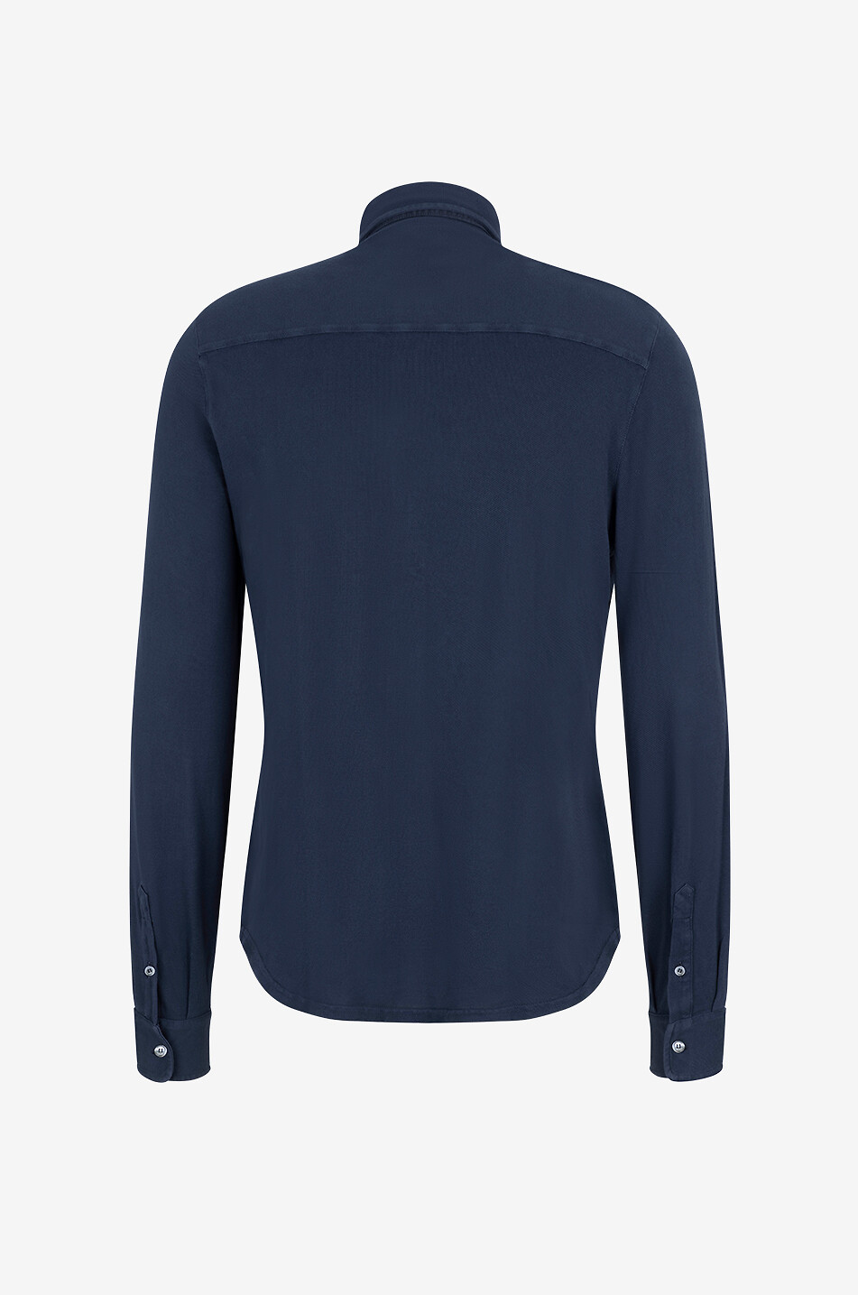 FEDELI Steve cotton piqué long sleeved shirt Men DARK BLUE 2