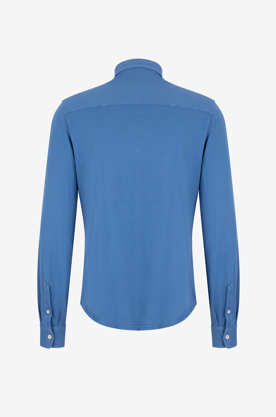 FEDELI Steve cotton piqué long sleeved shirt Men MEDIUM BLUE 2