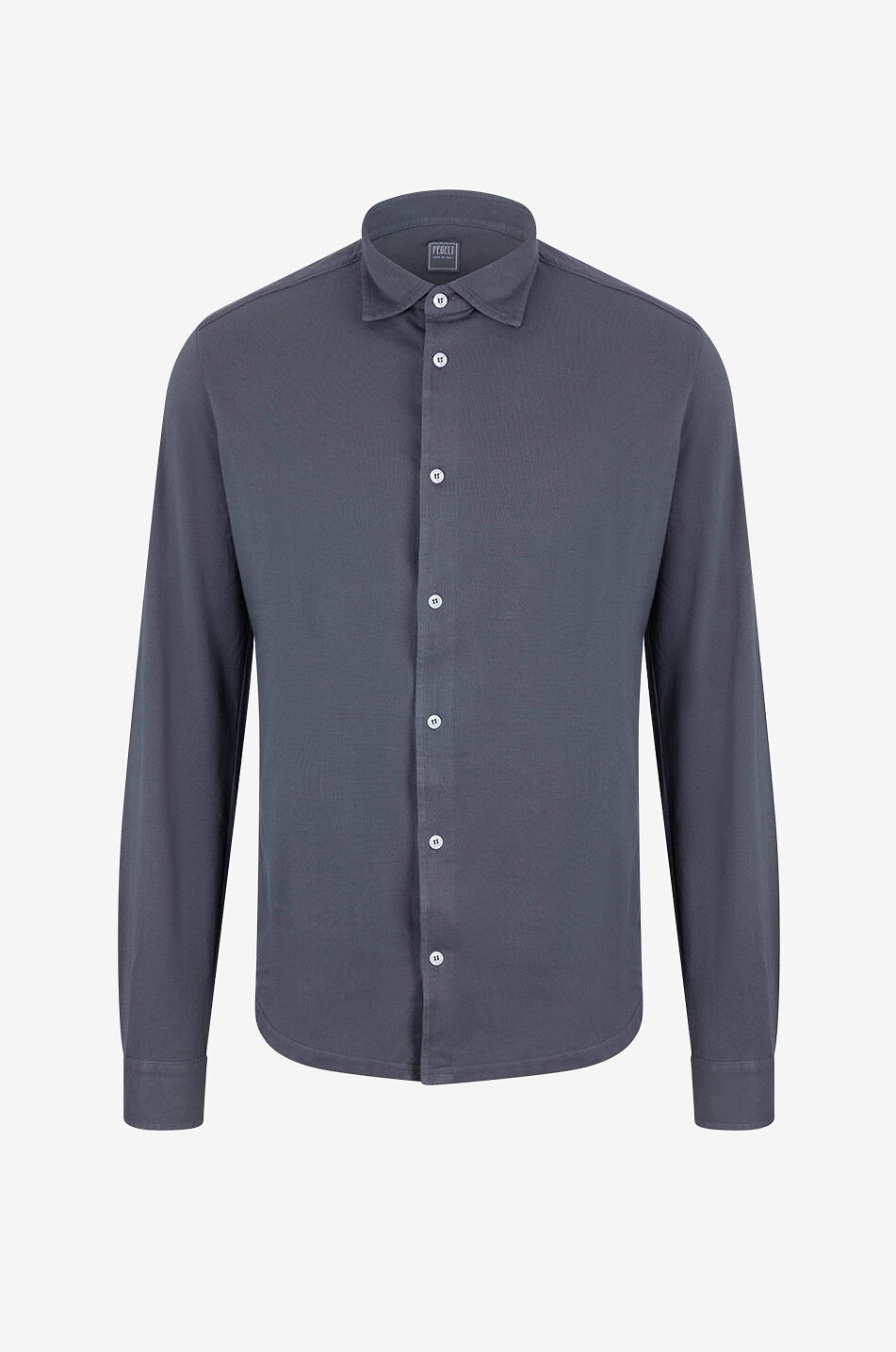 FEDELI Langärmeliges Hemd aus Baumwollpiqué Steve Herren MITTELGRAU 1