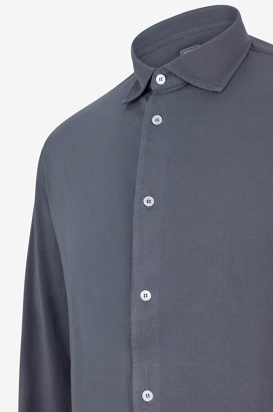 FEDELI Langärmeliges Hemd aus Baumwollpiqué Steve Herren MITTELGRAU 3