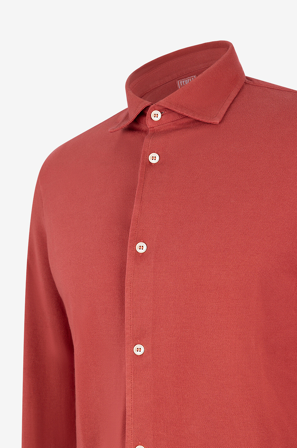 FEDELI Steve cotton piqué long sleeved shirt Men MEDIUM RED 3
