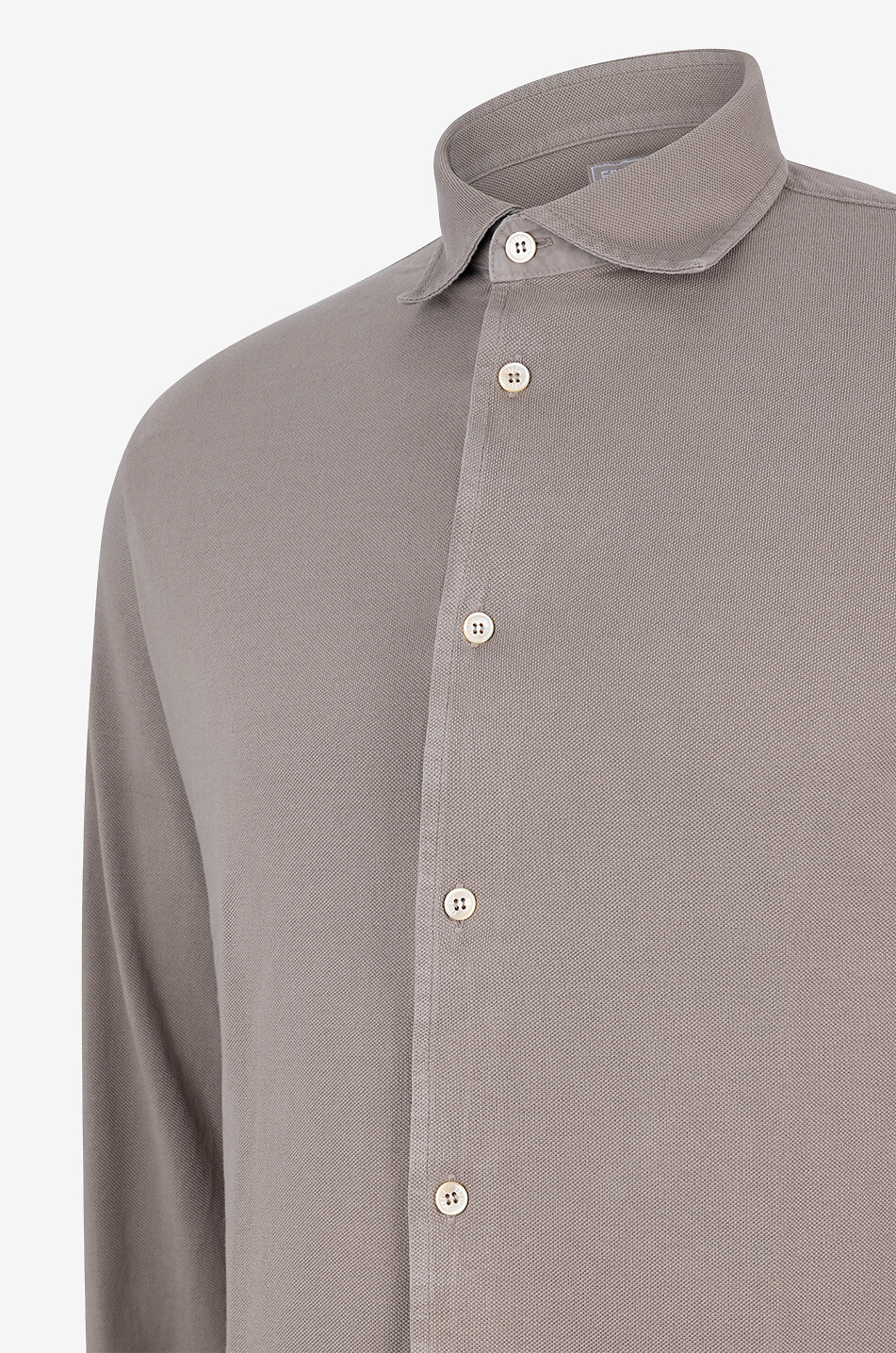 FEDELI Steve cotton piqué long sleeved shirt Men BROWN 3