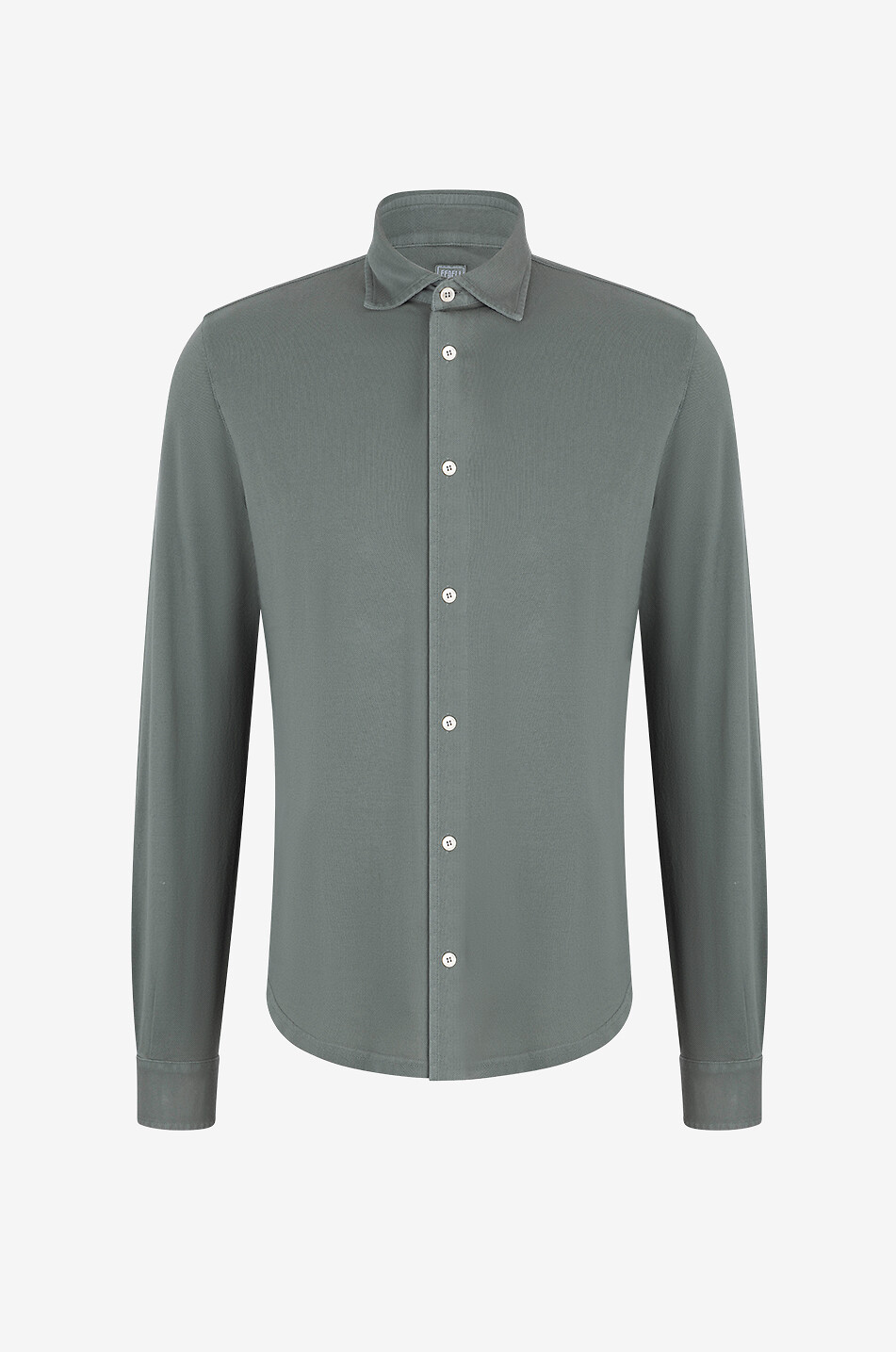 FEDELI Steve cotton piqué long sleeved shirt Men MEDIUM GREEN 1
