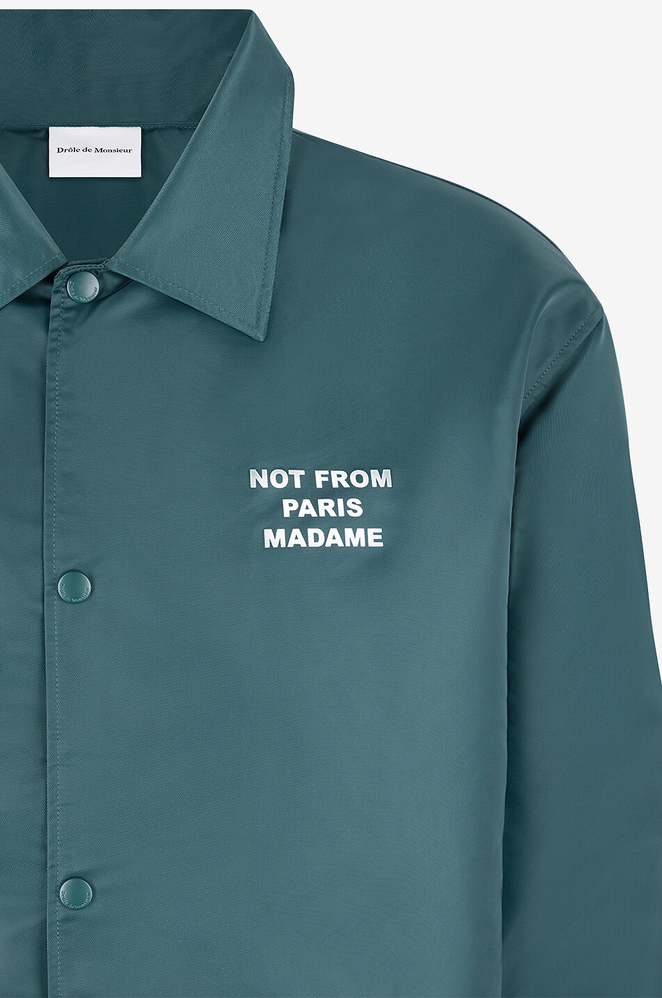 DROLE DE MONSIEUR Veste chemise en nylon La Veste Slogan. Homme VERT FONCÉ 3