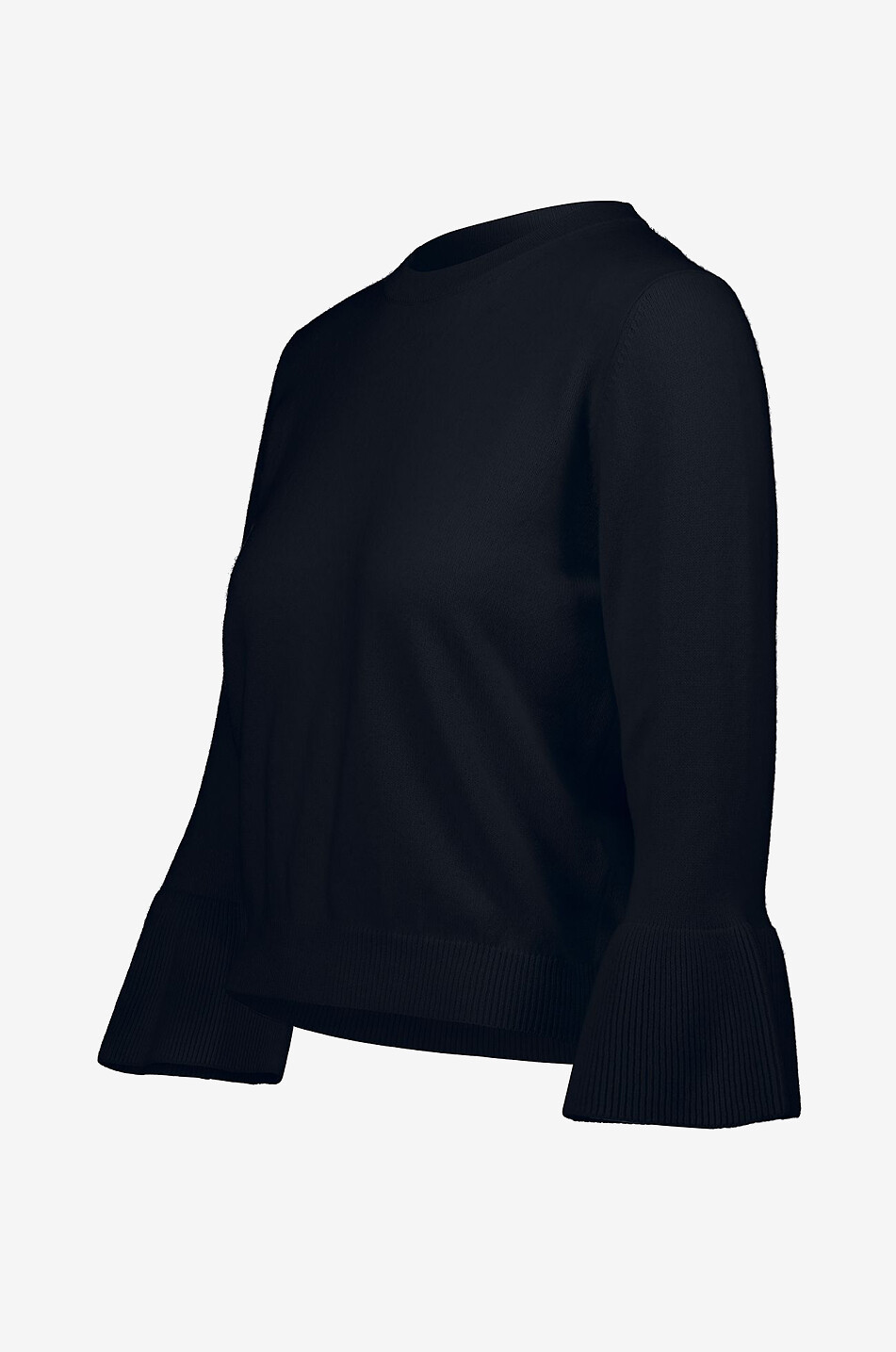 ALLUDE Pull en coton et cachemire à manches cloche Femme BLEU FONCE 3