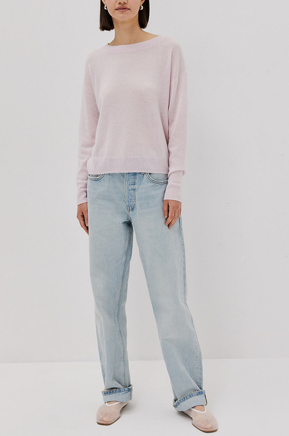 Boxy-Pullover mit Rundhalsausschnitt aus Kaschmir