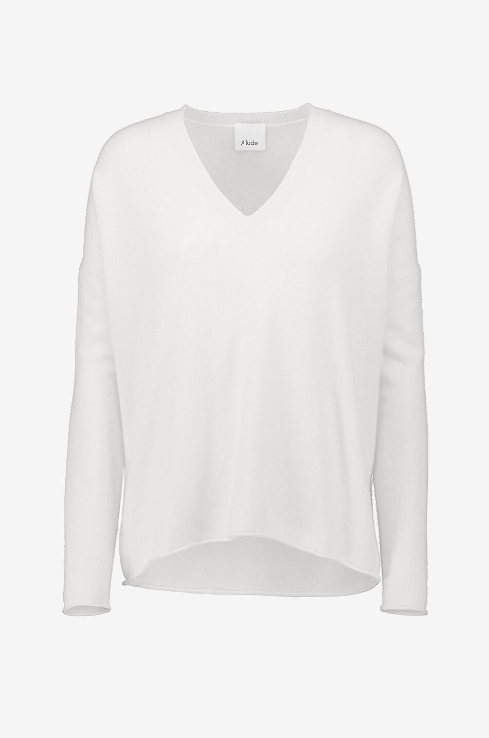 ALLUDE Pullover mit V-Ausschnitt aus Kaschmir mit Seitenschlitzen Damen GRAU 1